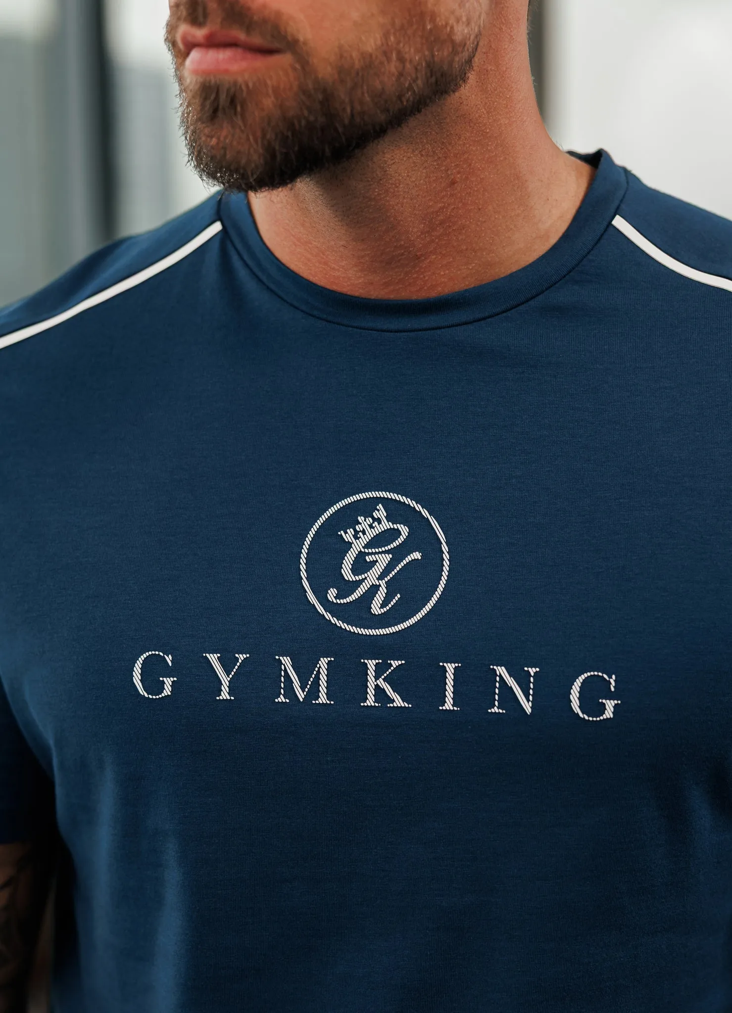 Flexible Ribbed Cuffs Gym King Pro V2 Tee - Moonlight Blue