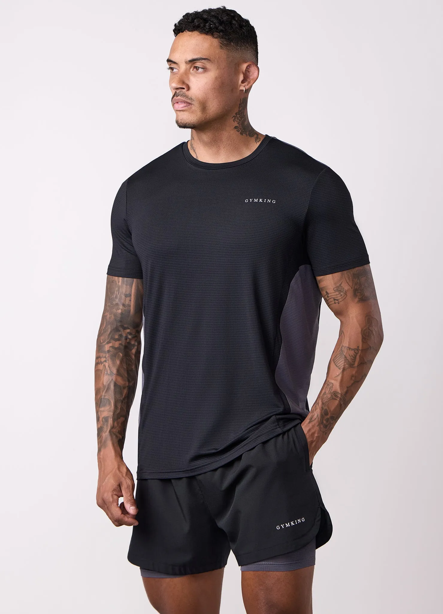 Gym King Progress Performance Tee - Black/Graphite Breathable Style Active Wearable