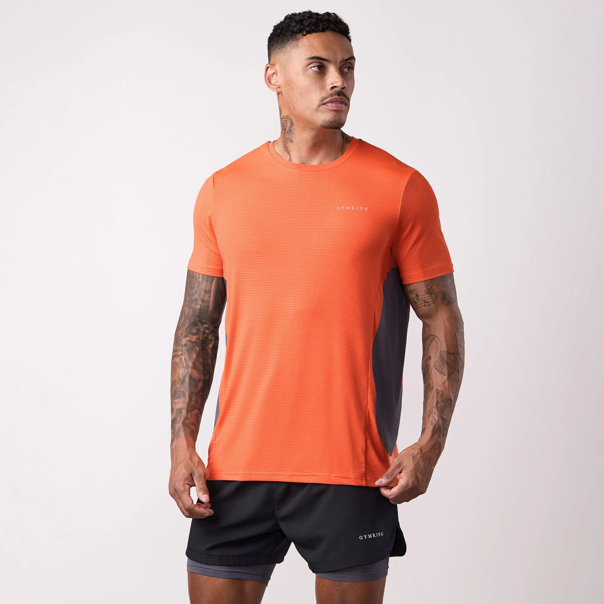 Gym King Progress Performance Tee - Hot Orange/Graphite Holiday Style Trend