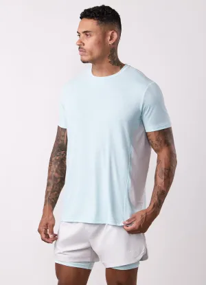 Gym King Progress Performance Tee - Ice Blue/Light Grey Layered Neckline