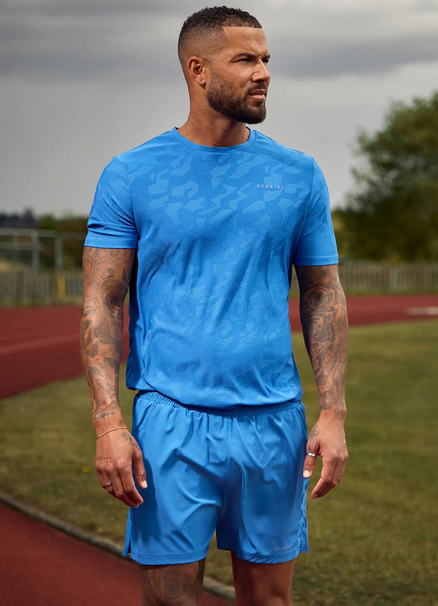 Gym King Progress Texture Tee - Electric Blue Urban Style Fun and Relaxed