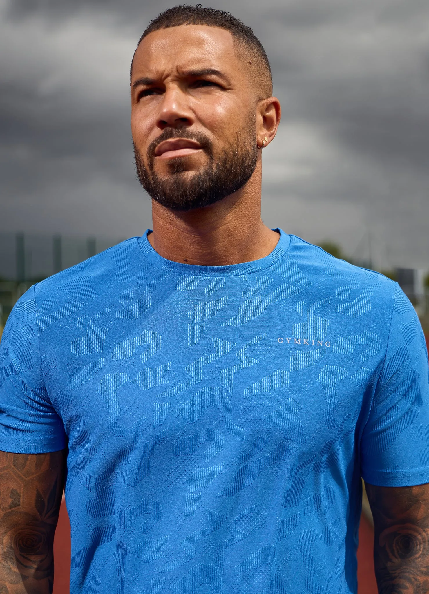 Comfy Style BreathableMeshLining Gym King Progress Texture Tee - Electric Blue