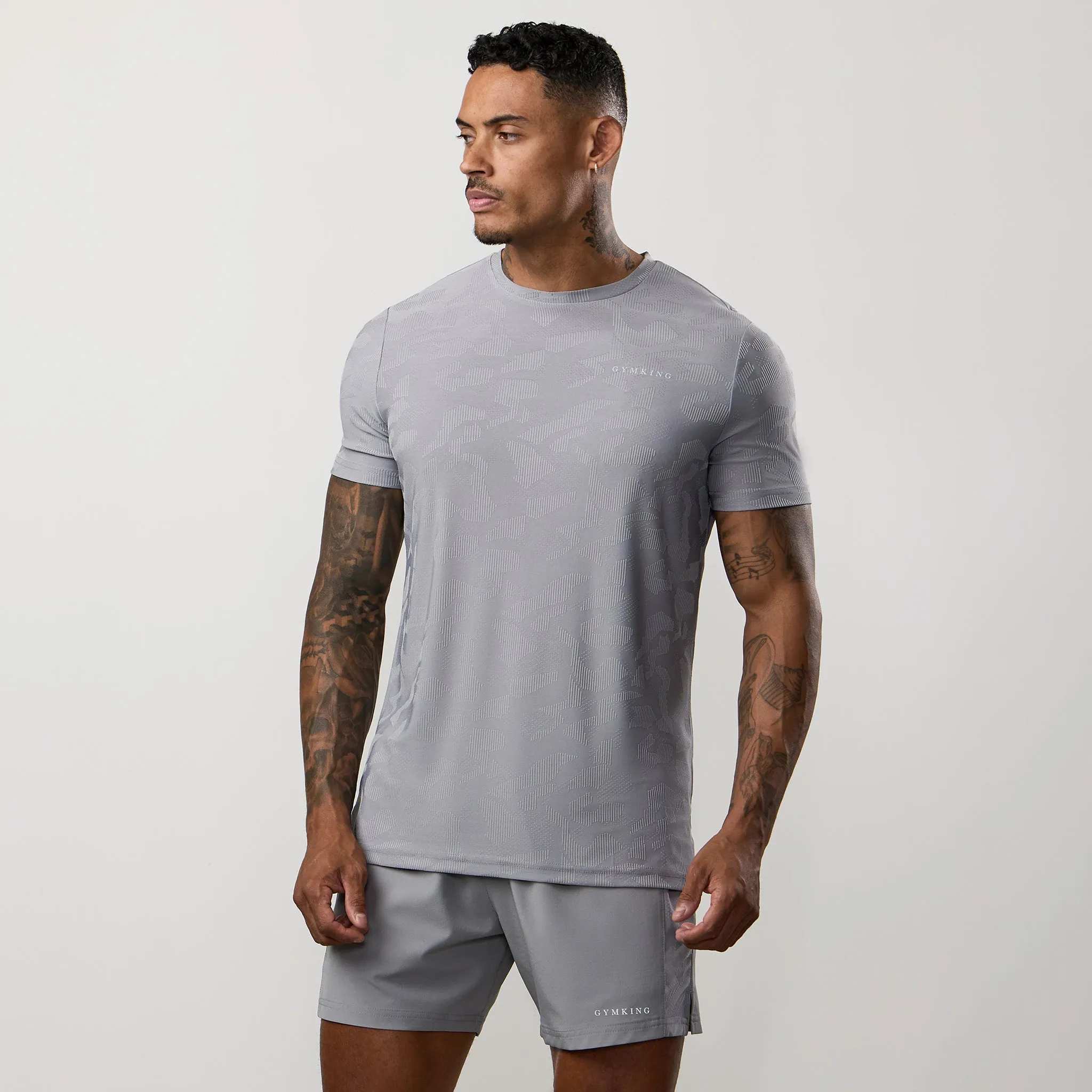 Fashionable Look Gym King Progress Texture Tee - Urban Grey
