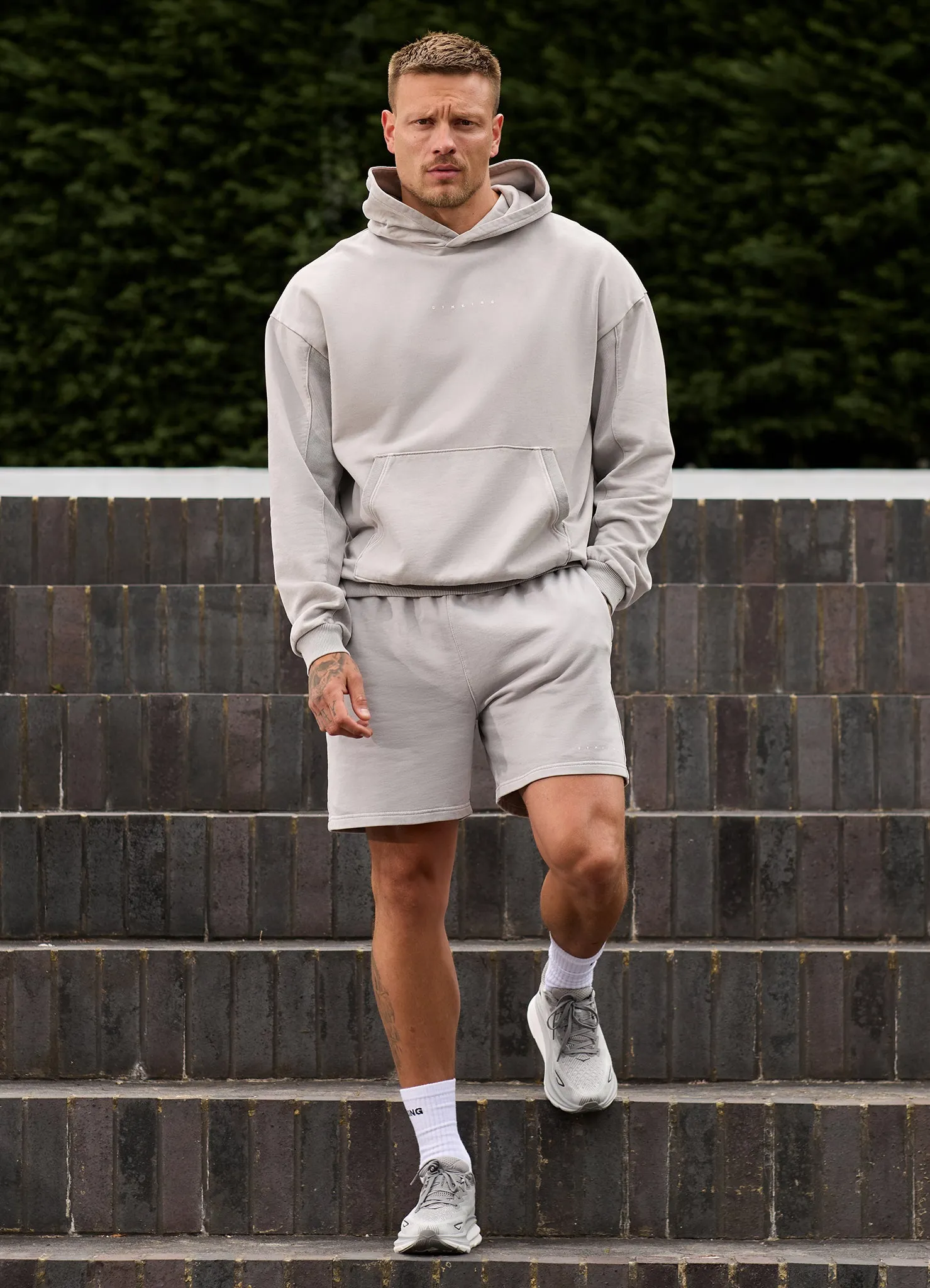 button detail product stock Gym King Purpose Washed Hood - Urban Grey