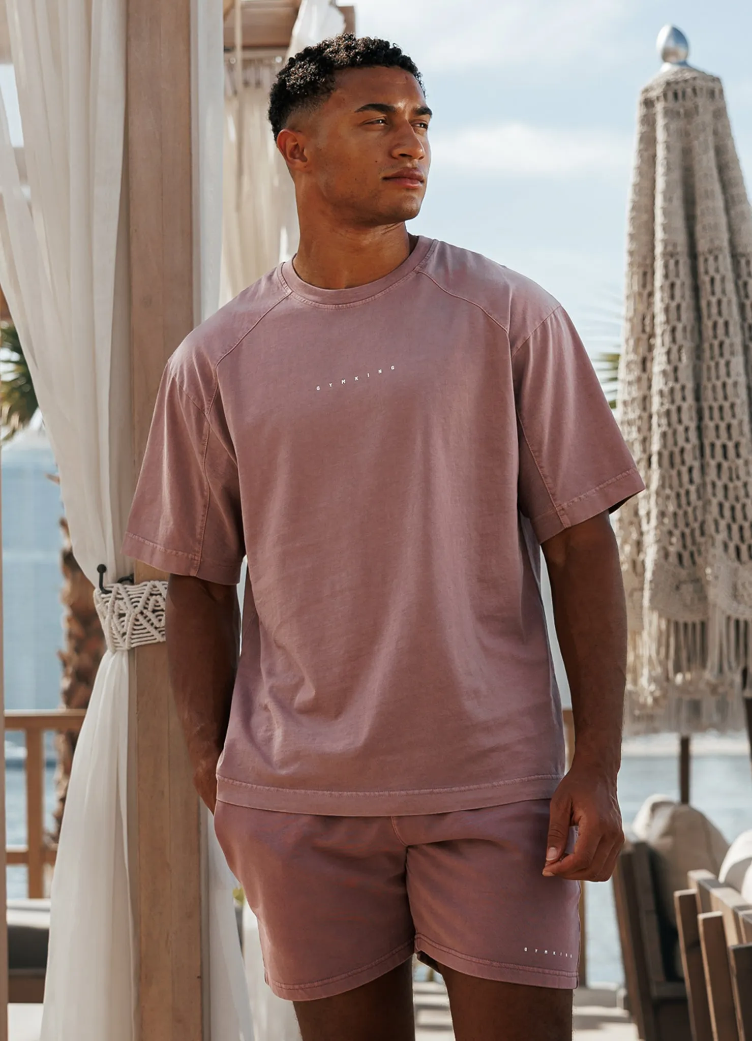 Gym King Purpose Washed Tee - Dusky Mauve Chic Casual Wear Fit For Comfort