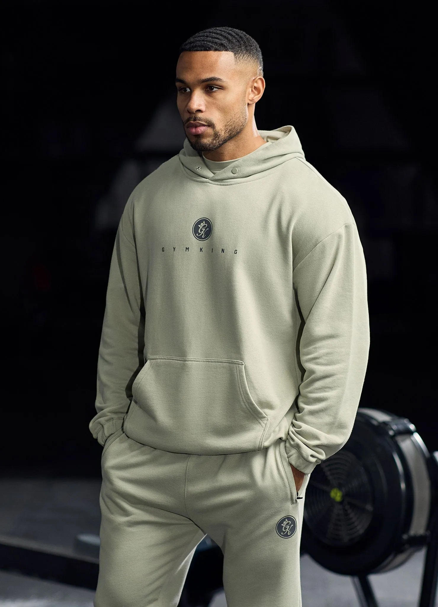Gym King Rebellion Pro Hood - Light Khaki Designer crew neck