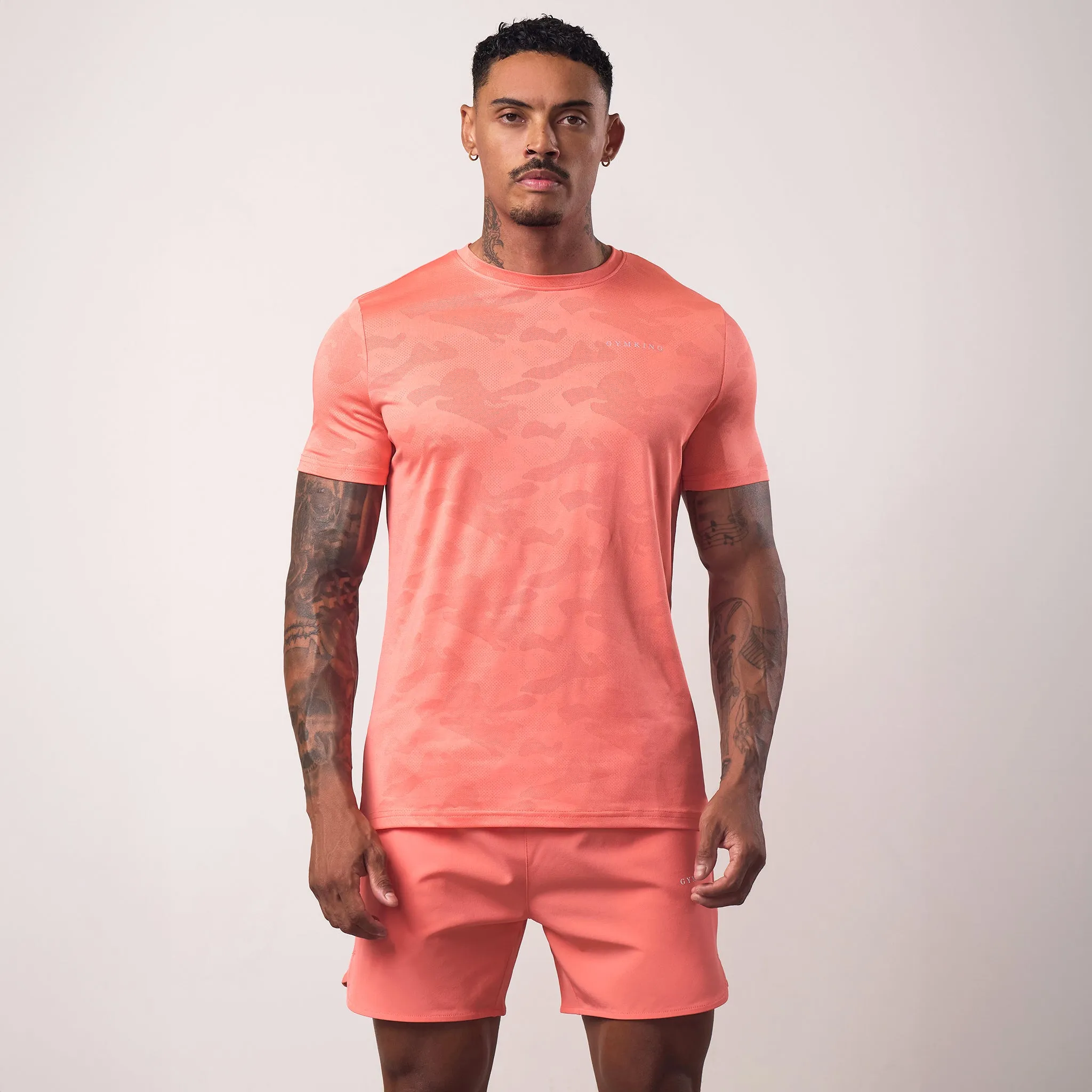 Light Trend Gym King Relentless Camo Tee - Coral Punch
