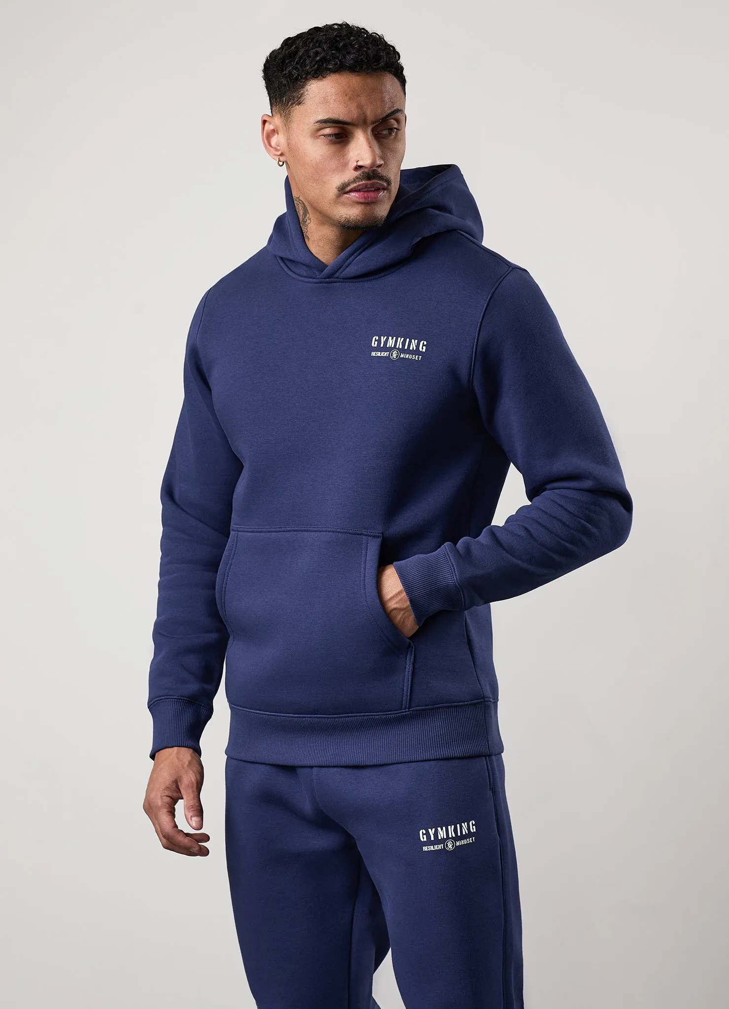 Muscular Frame Gym King Resilient Mindset Hood - Oxford Blue