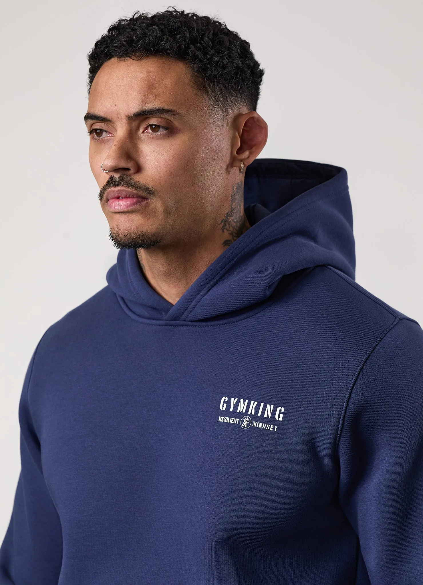 Gym King Resilient Mindset Hood - Oxford Blue nautical print