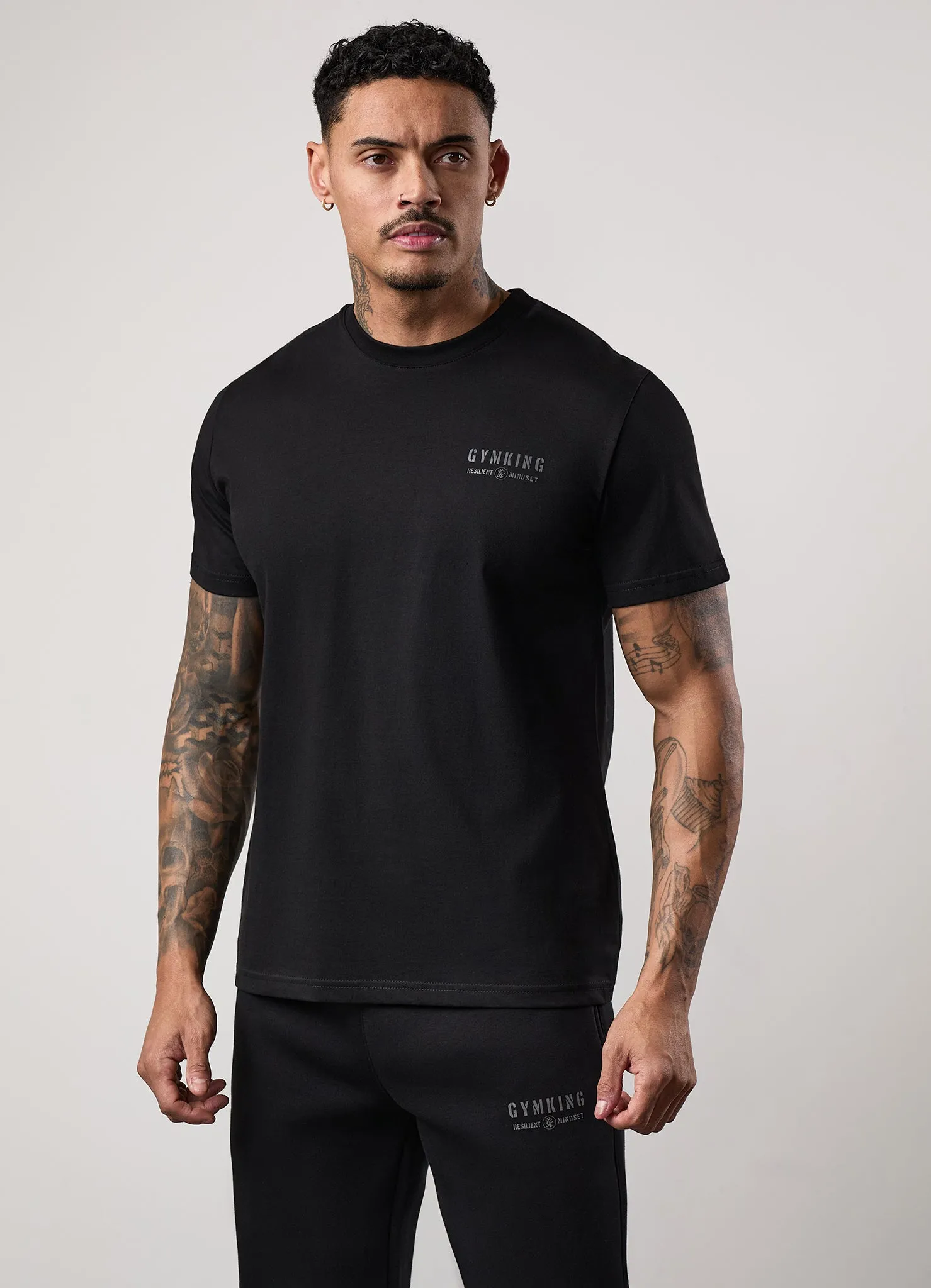 Gym King Resilient Mindset Tee - Black Skin Friendly Lining Durable Material