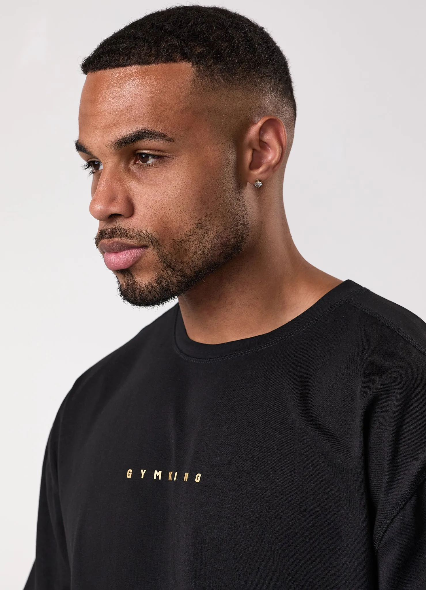 Gym King Rival Jersey Tee - Black Double Stitched Hem Heathered Texture