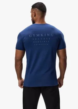 Relaxed Vibe Stretch Fit Design Gym King Sacrifice Tee - Deep Cobalt