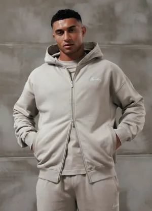 Gym King Script Relaxed Fit Full Zip Hood - Light Sand Best-selling