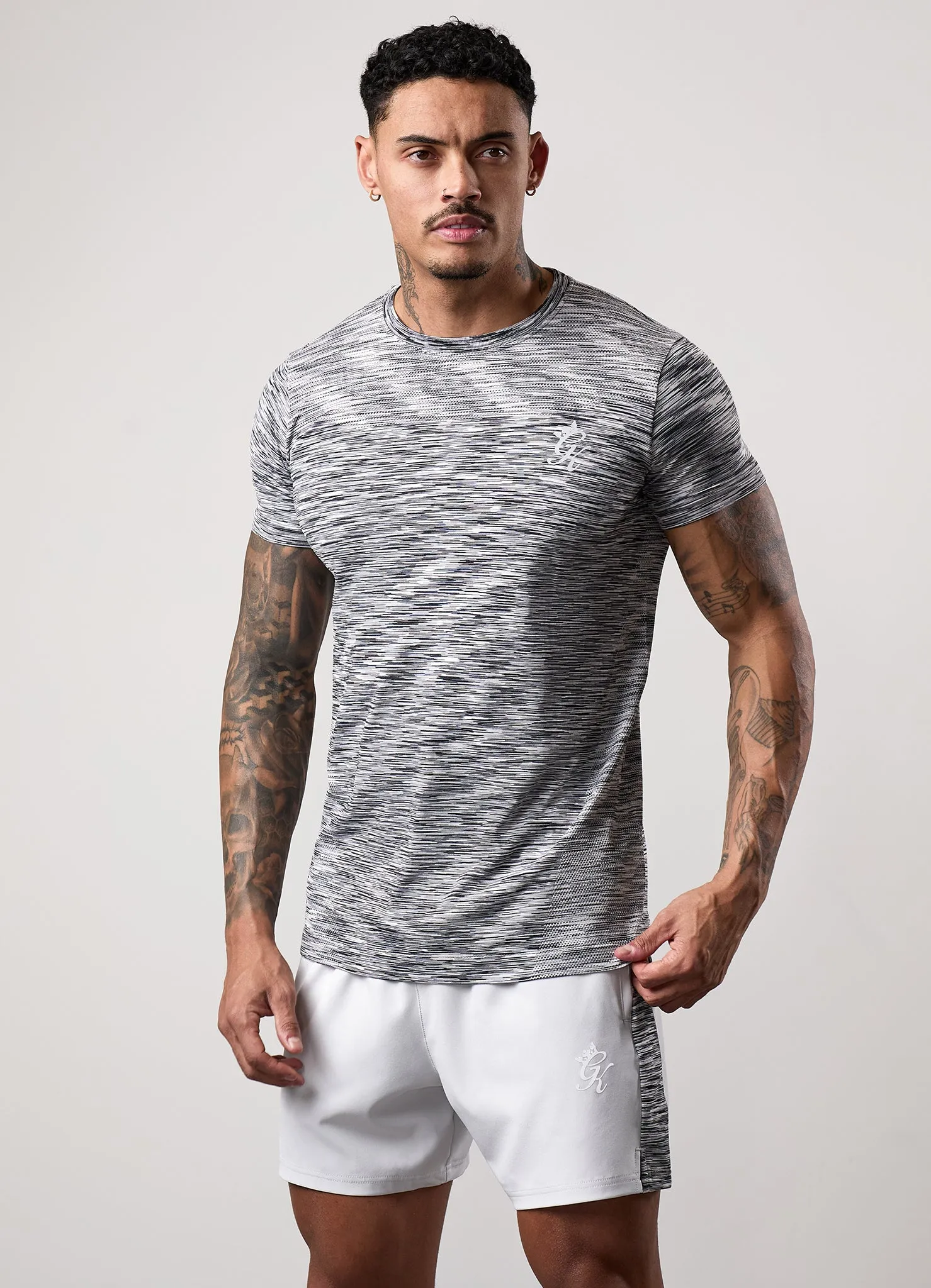 Gym King Seamless Space Dye Tee - Light Grey/Black Weekend Fashion