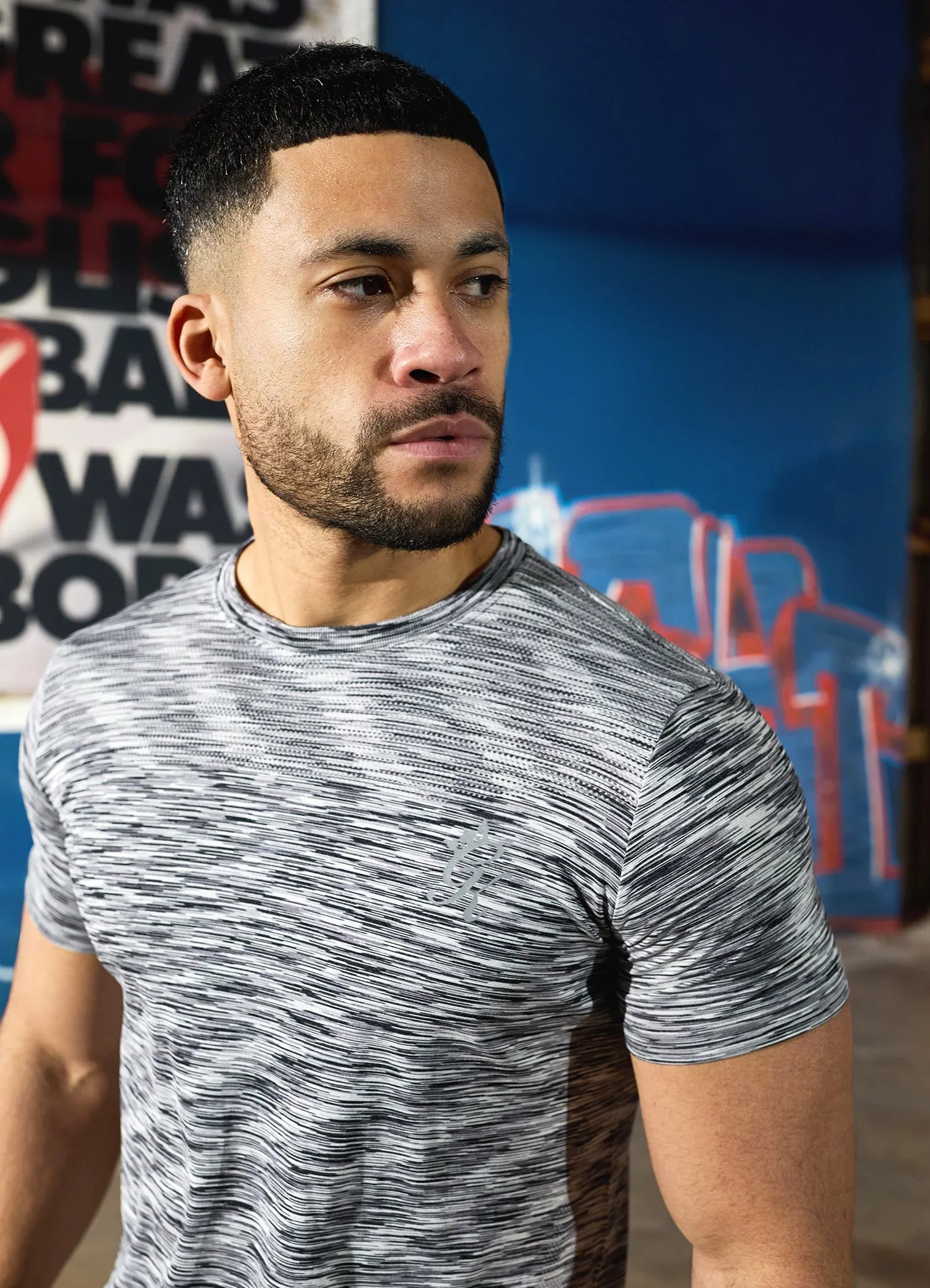 Gym King Seamless Space Dye Tee - Light Grey/Black Sleek And Stylish Pilling Resistant Finish