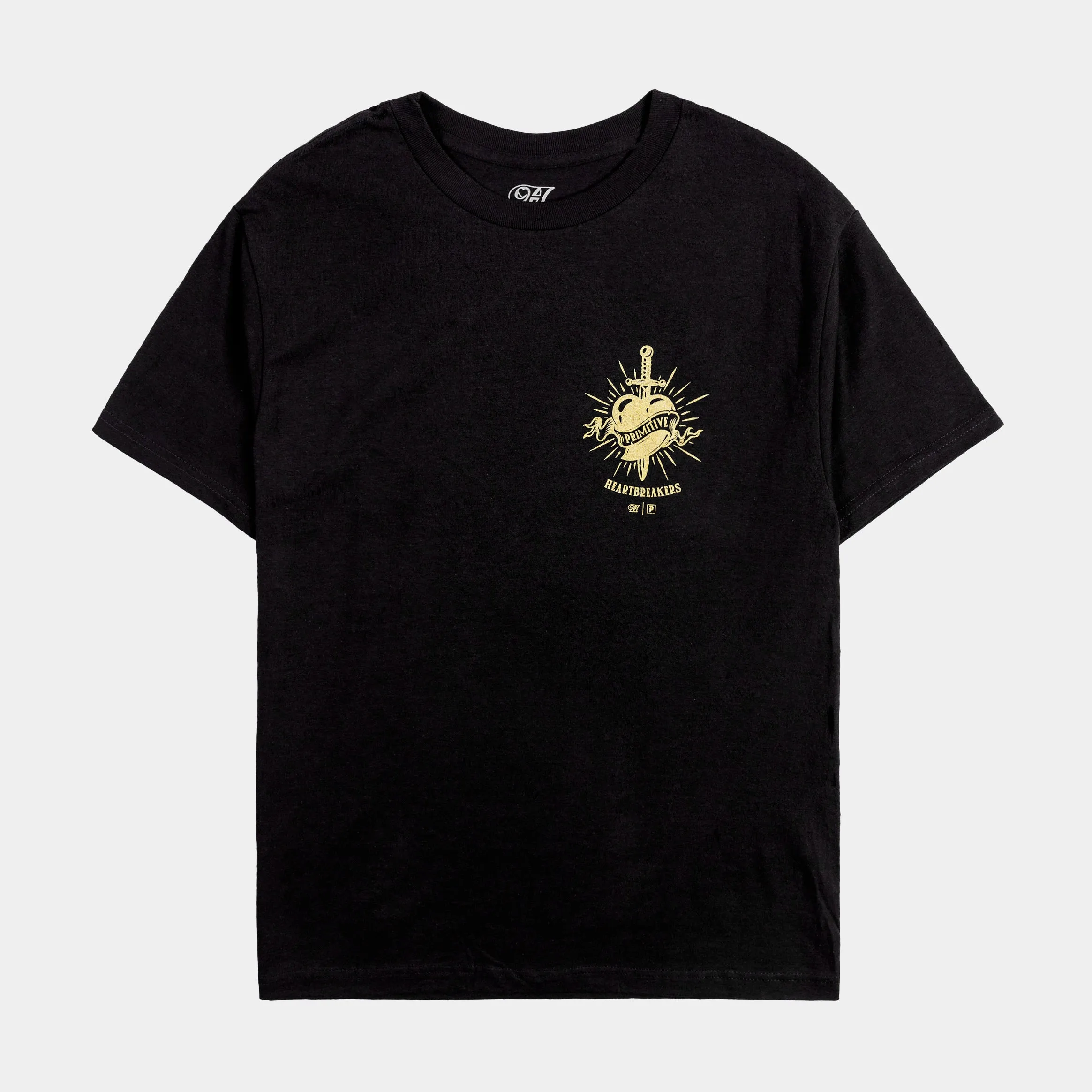 Heartbreakers Club Mens Short Sleeve Shirt (Black/Orange) Subtle Logo Placement