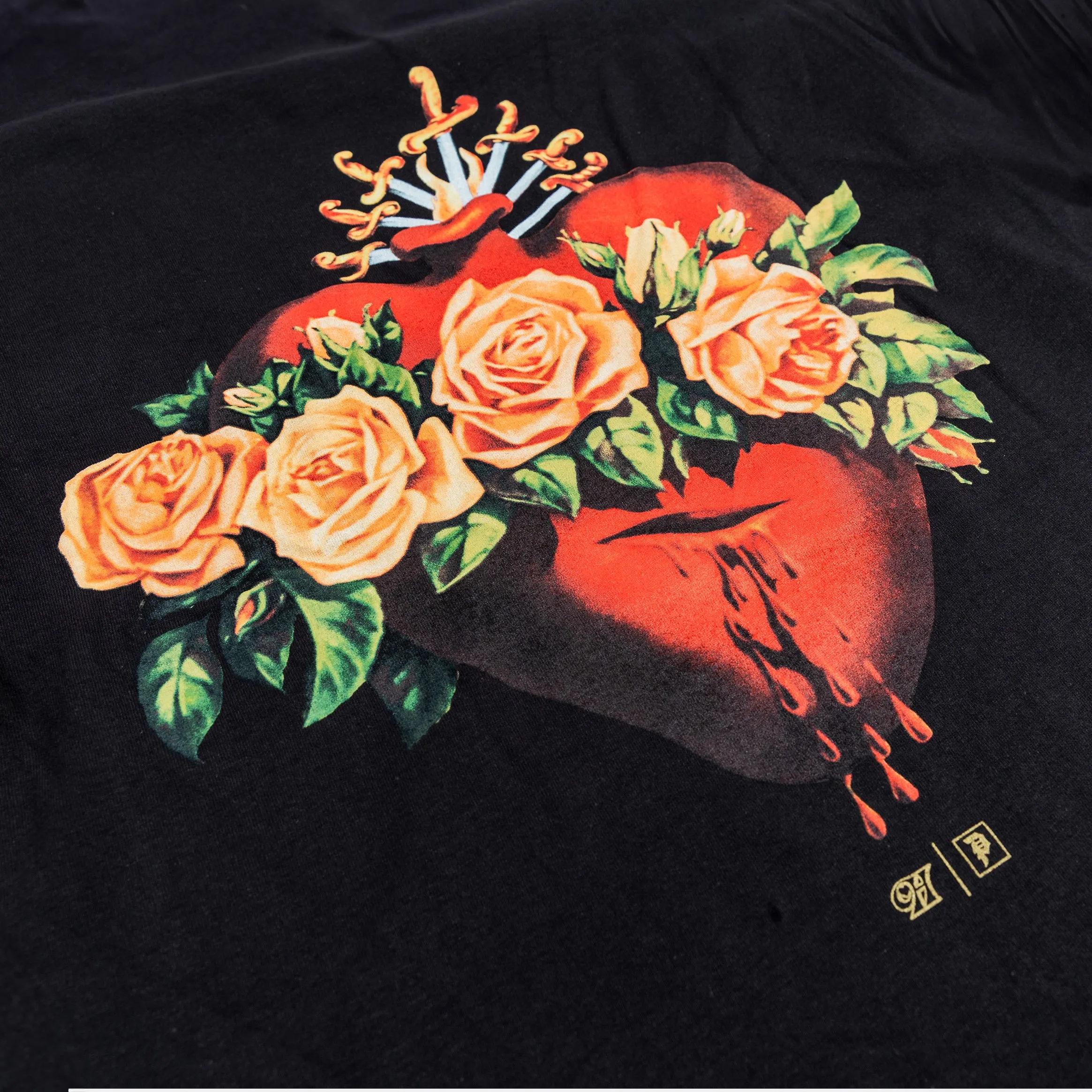 Heartbreakers Club Mens Short Sleeve Shirt (Black/Orange) TearResistant Fabric birthday party