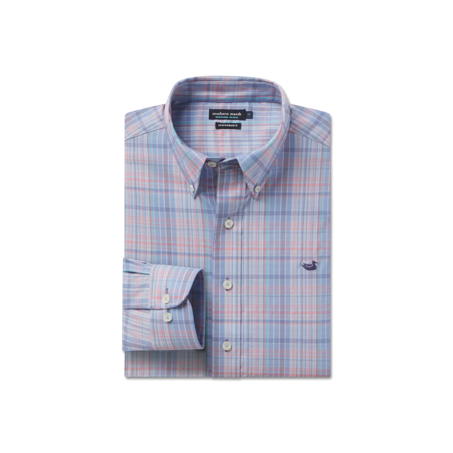 Hays Performance Check Dress Shirt high-low hem
