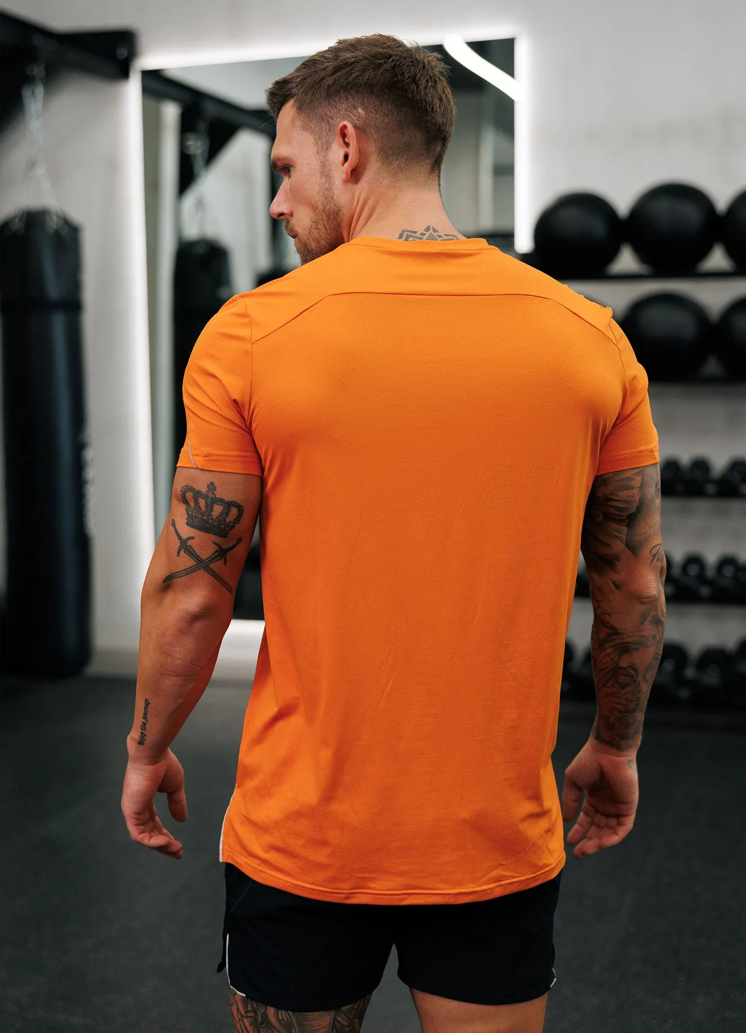 Cool Style SkinFriendlyFibers Gym King Hex All Over Print Tee - Burnt Orange