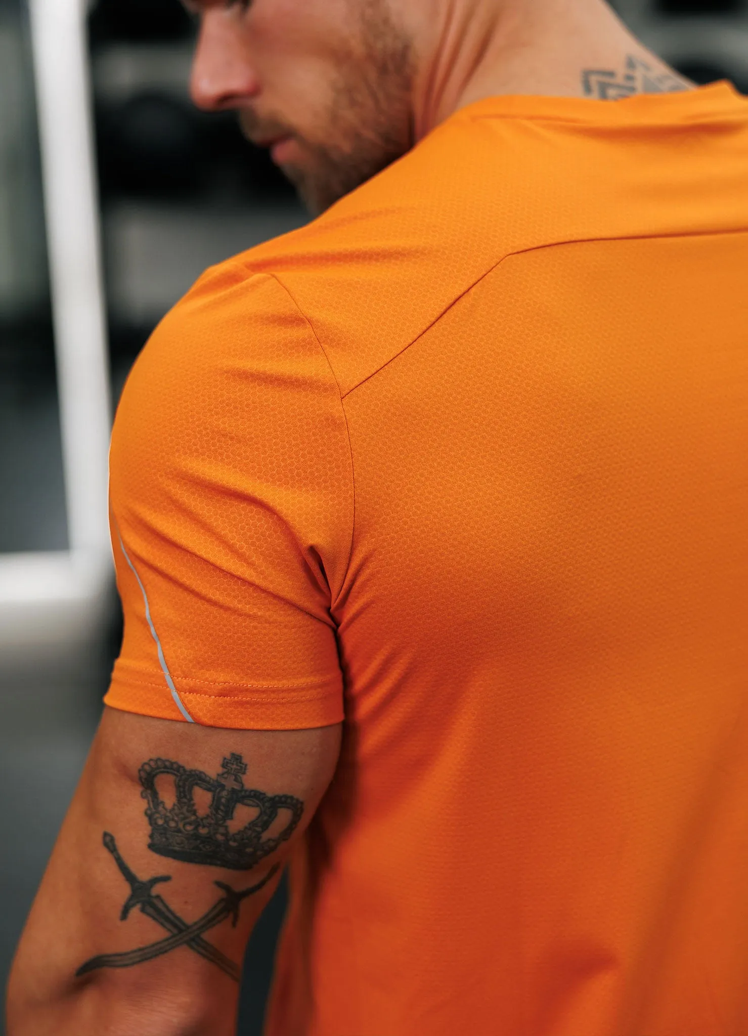 Gym King Hex All Over Print Tee - Burnt Orange Chic Smart