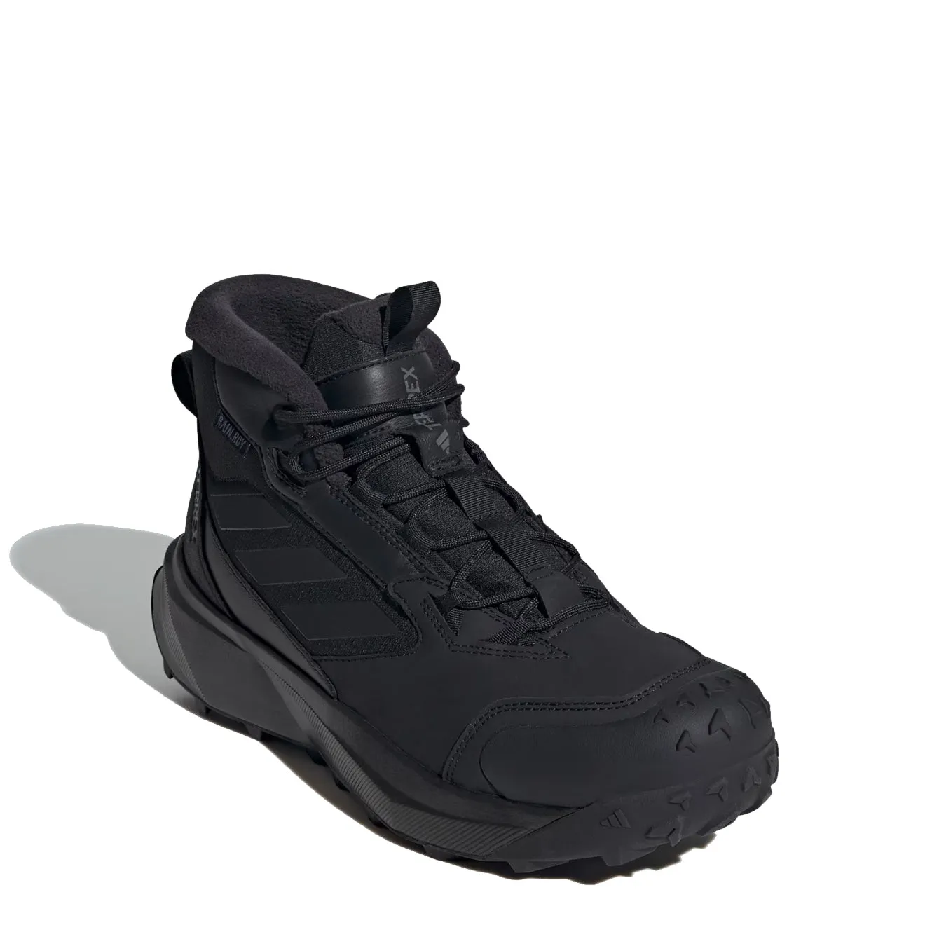 Adidas Terrex Winter Leather Mid Cut Boots Core Black / Core Black / Grey Four Hot Pick Rolling Motion Design