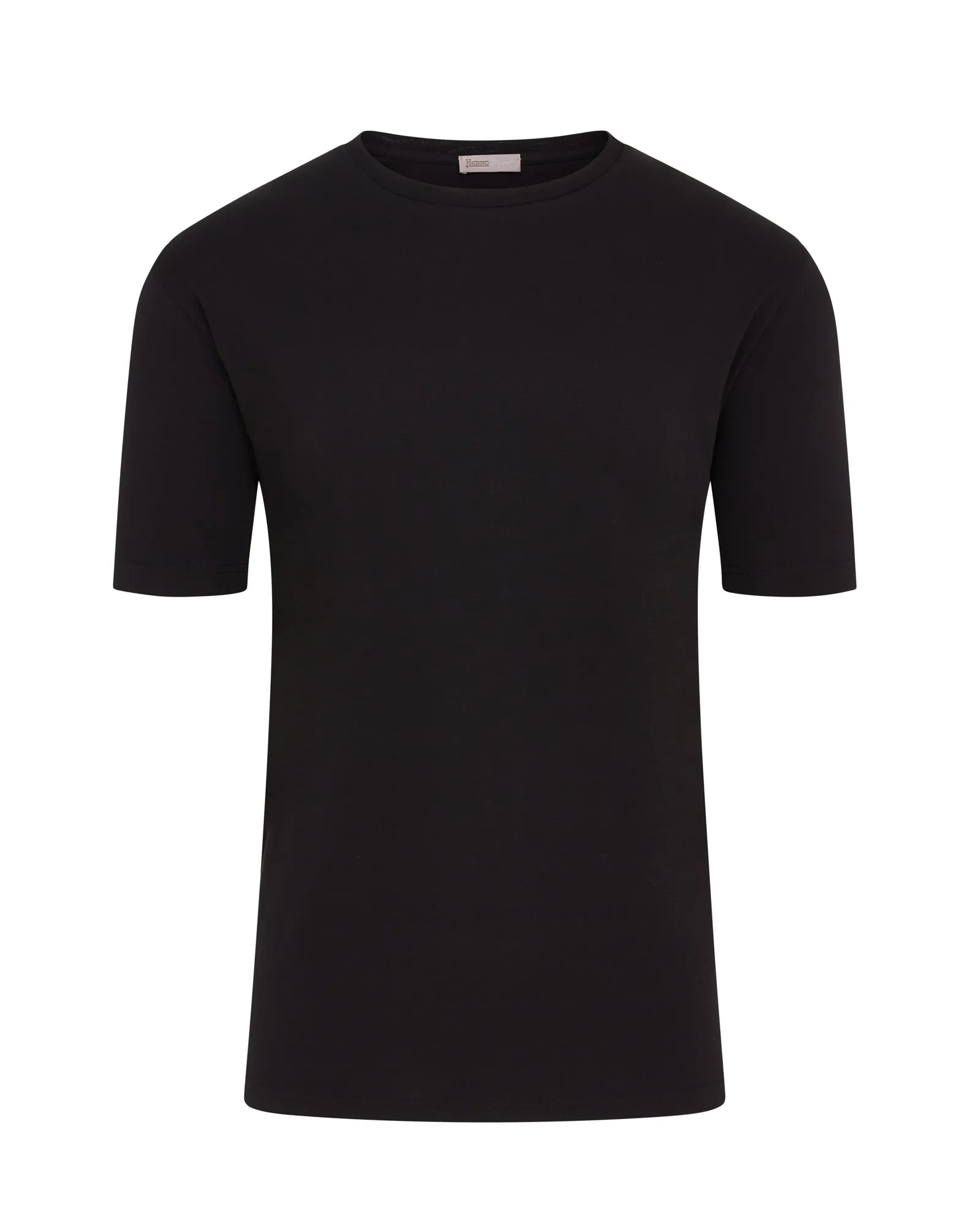 Breathable Style Casual Touch Herno Double Sleeve Arm Detail Short Sleeve T-shirt (Black)