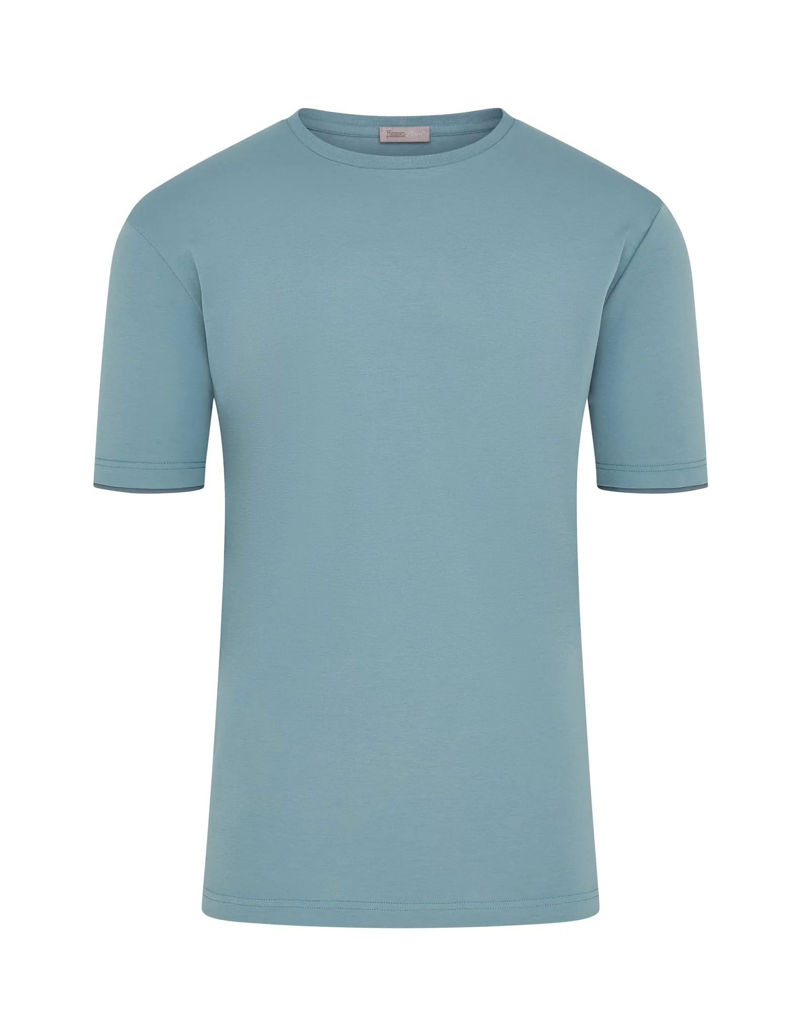 Herno Double Sleeve Arm Detail Short Sleeve T-shirt (Midnight Teal) Textured Surface