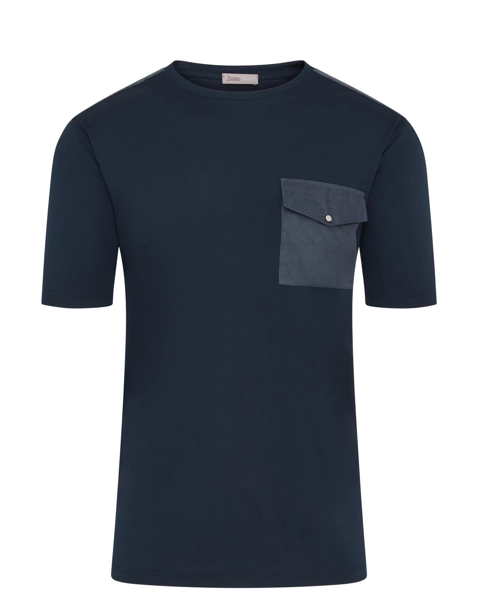 Herno Short Sleeve Button Pocket T-shirt (Blue) Chic Fashion