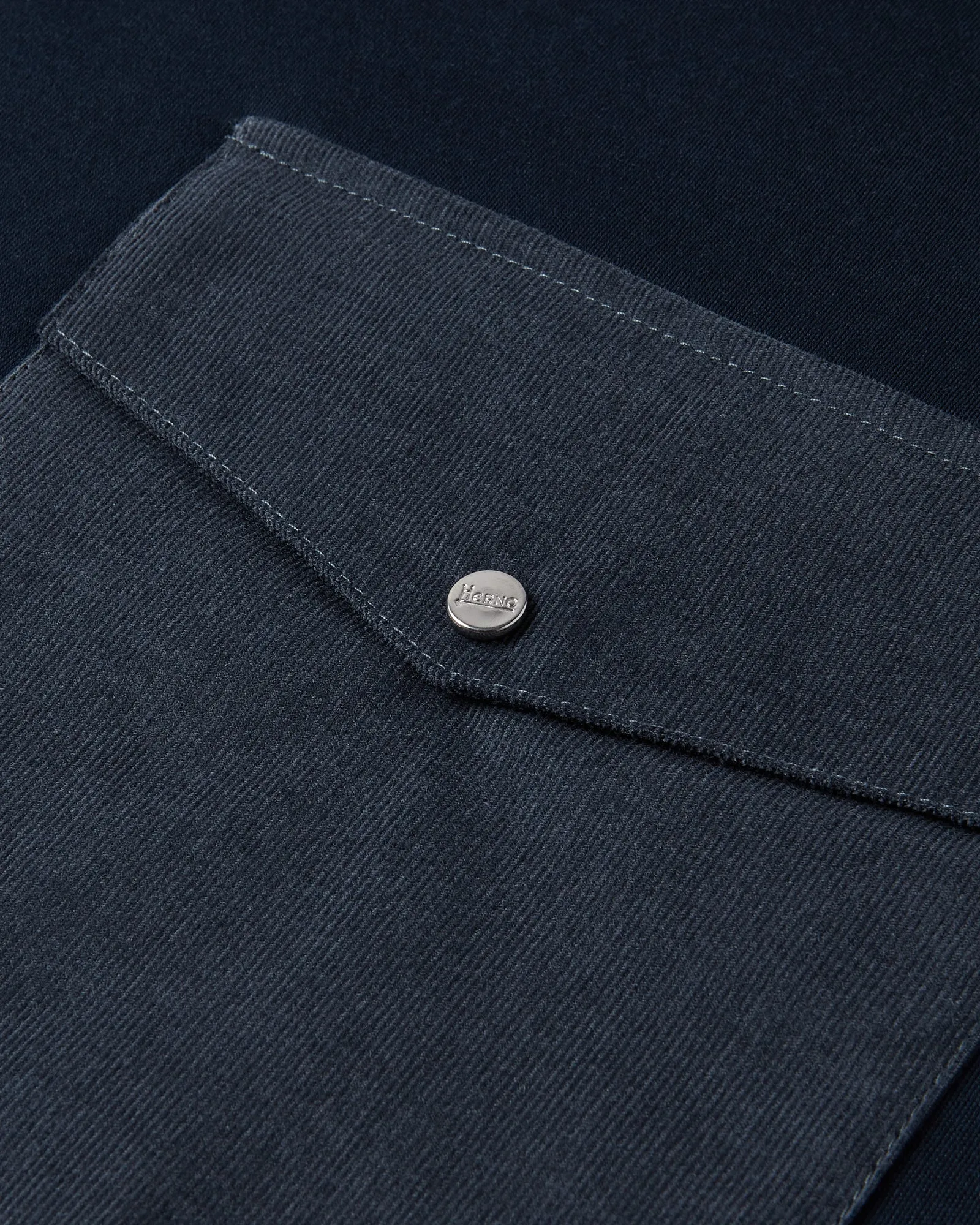 Stylish and Cozy Herno Short Sleeve Button Pocket T-shirt (Blue)