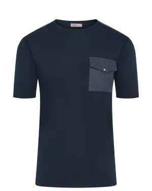 Herno Short Sleeve Button Pocket T-shirt (Blue) Chic Fashion