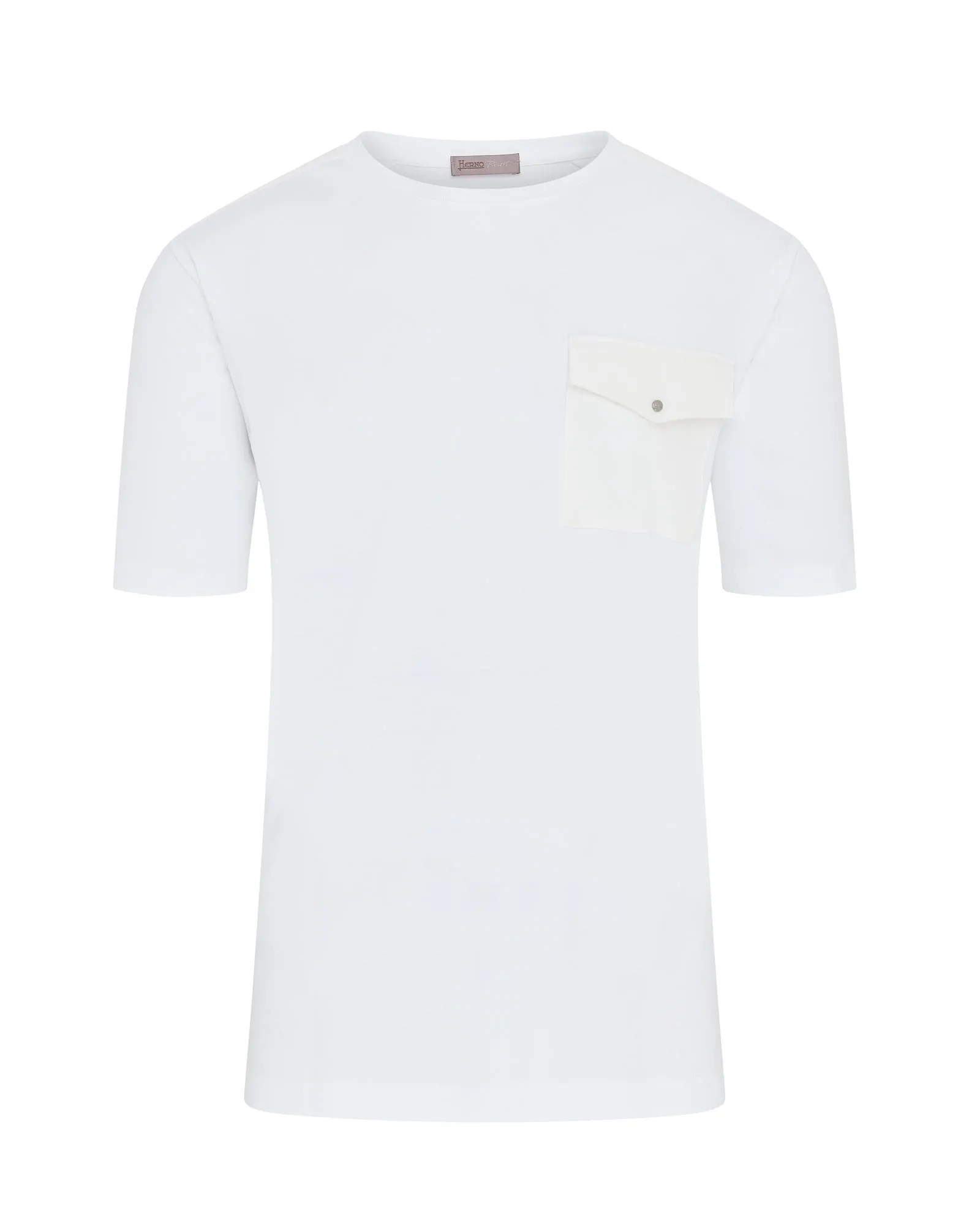 Relaxed fit wear Herno Short Sleeve Button Pocket T-shirt (White)