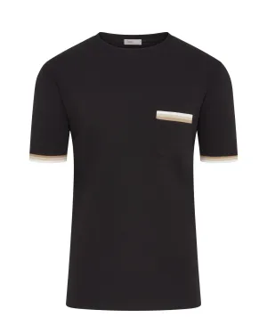 Herno Short Sleeve Tri Trim Pocket T-shirt (Black) SustainableManufacturing