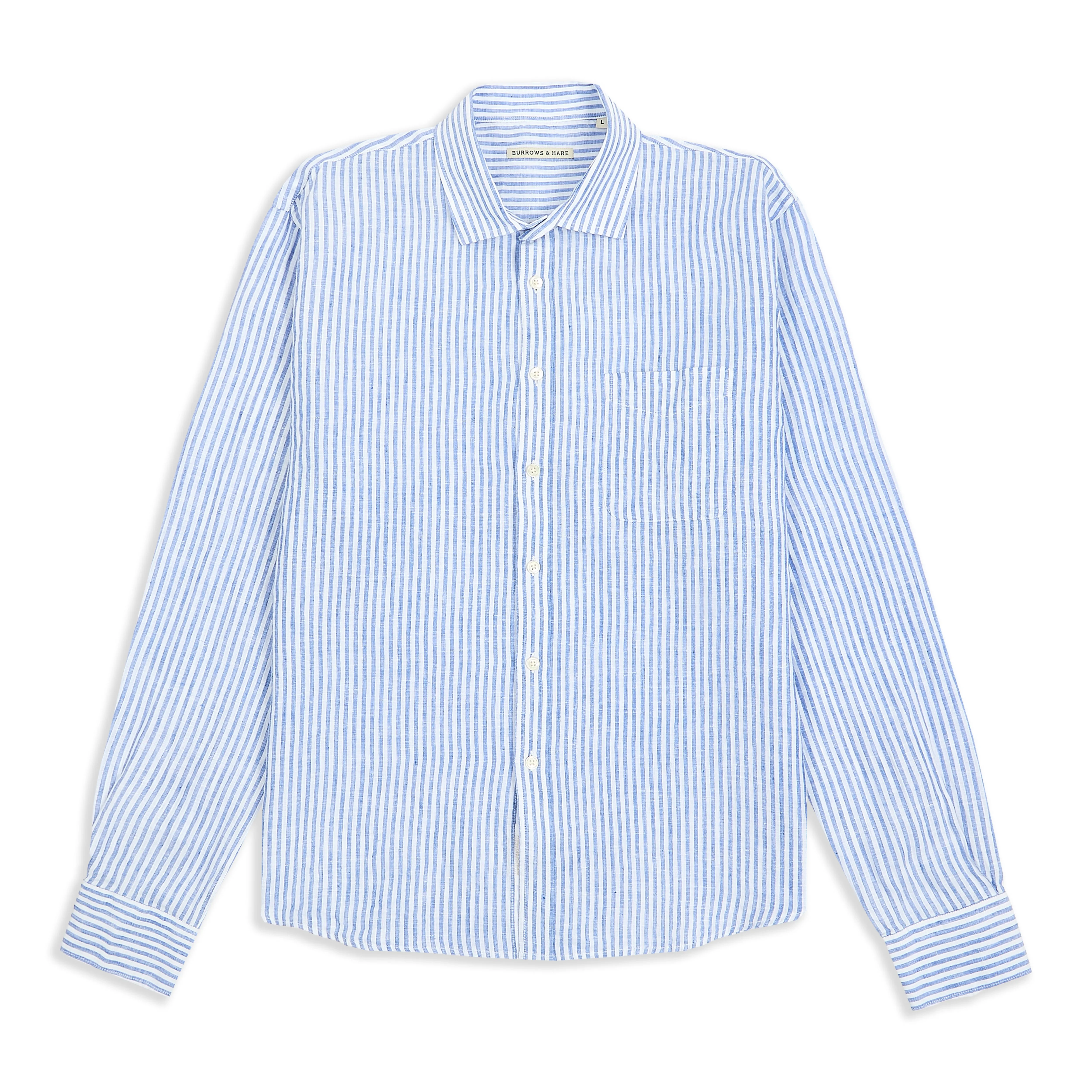 Pastel Shade Burrows & Hare linen shirt - Blue stripe