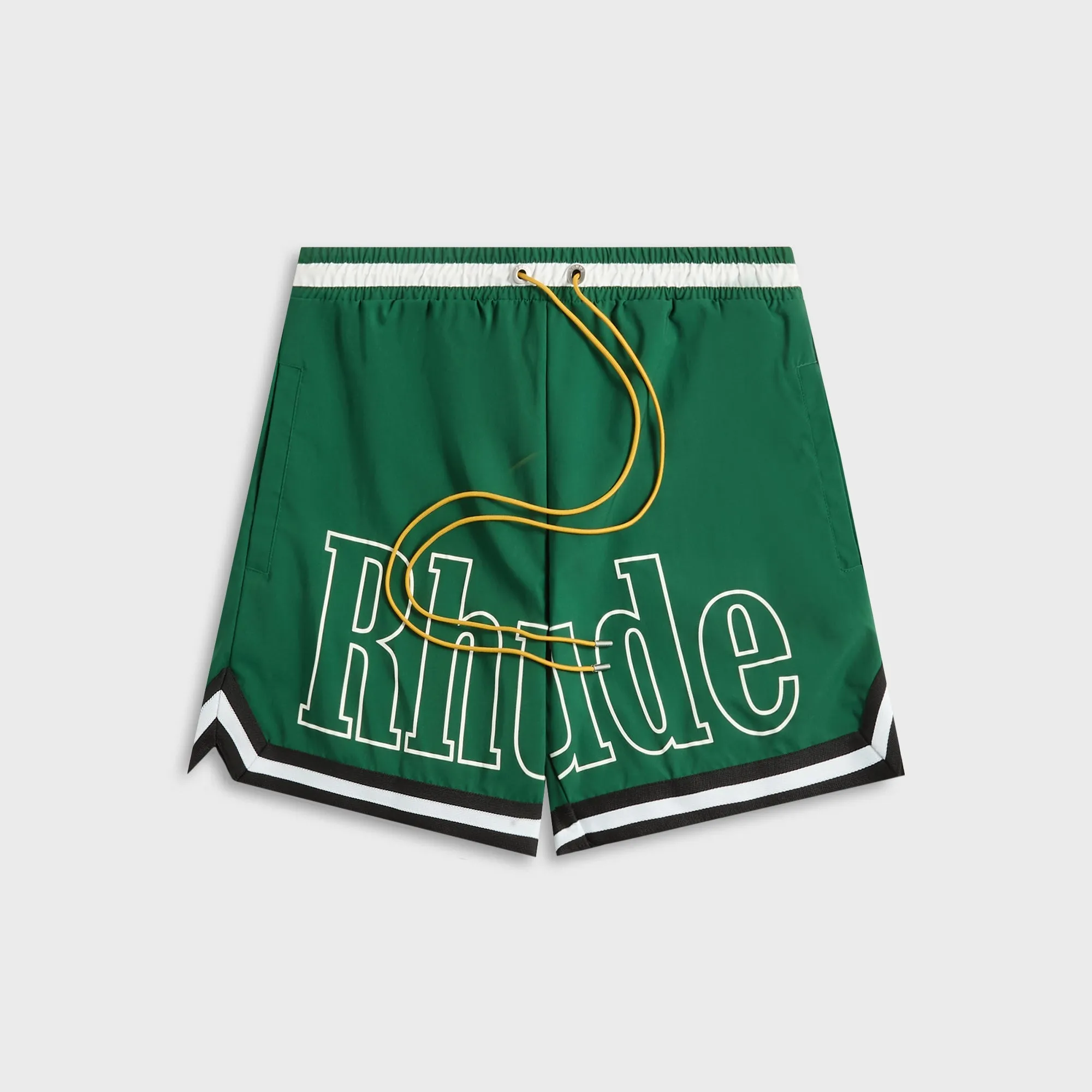 Quick Action Quick Dry Material Rhude Logo Basketball Swim Short - Forest Green / Black / White