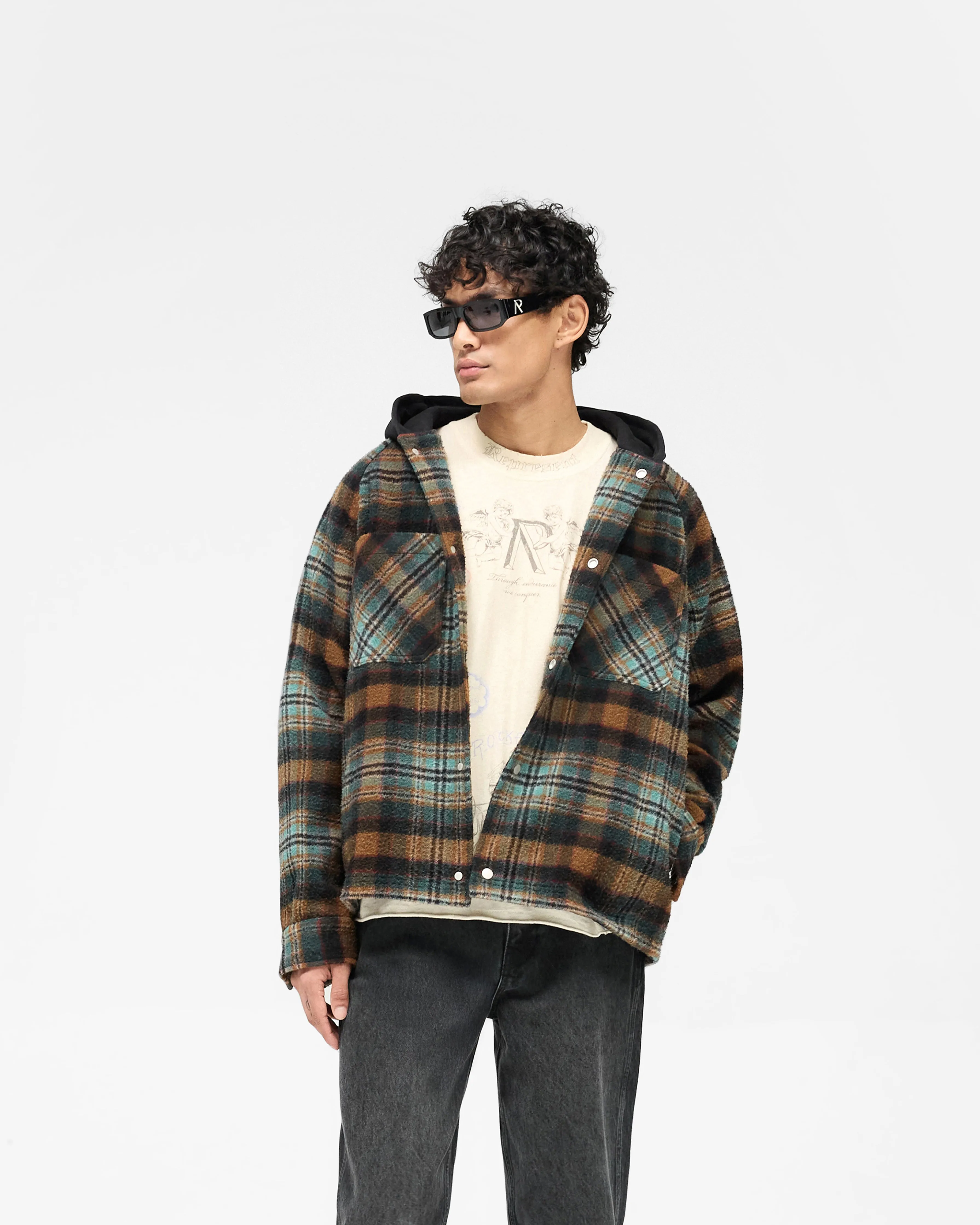 Chilly Weather Wear Standalone Option Hooded Overshirt - Check