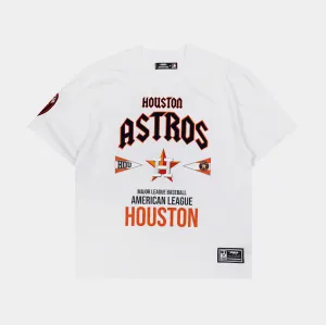 Comfortable All Day Wear Houston Astros City Tour Drop Shoulder Mens Short Sleeve Shirt (White)
