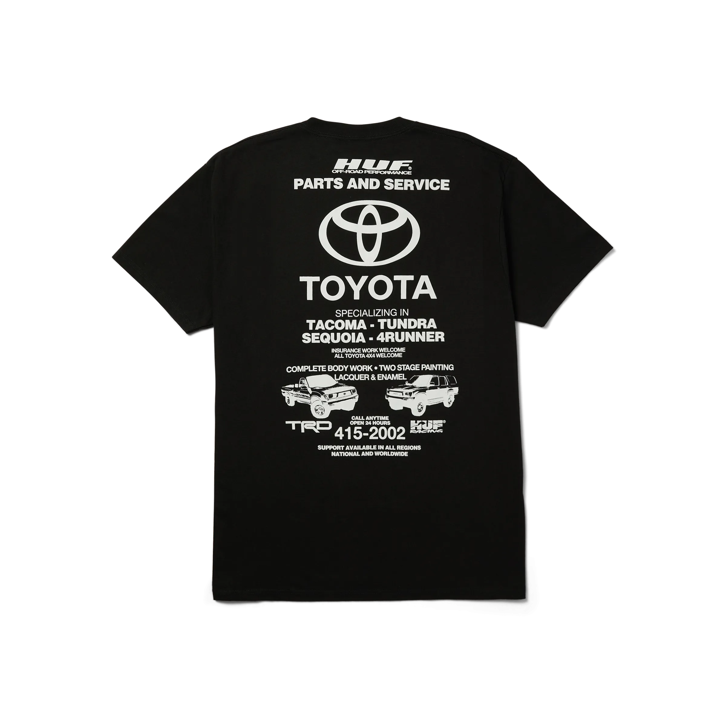 Trendy Fashion Breathable Comfort Fit HUF x Toyota TRD Service Department T-Shirt