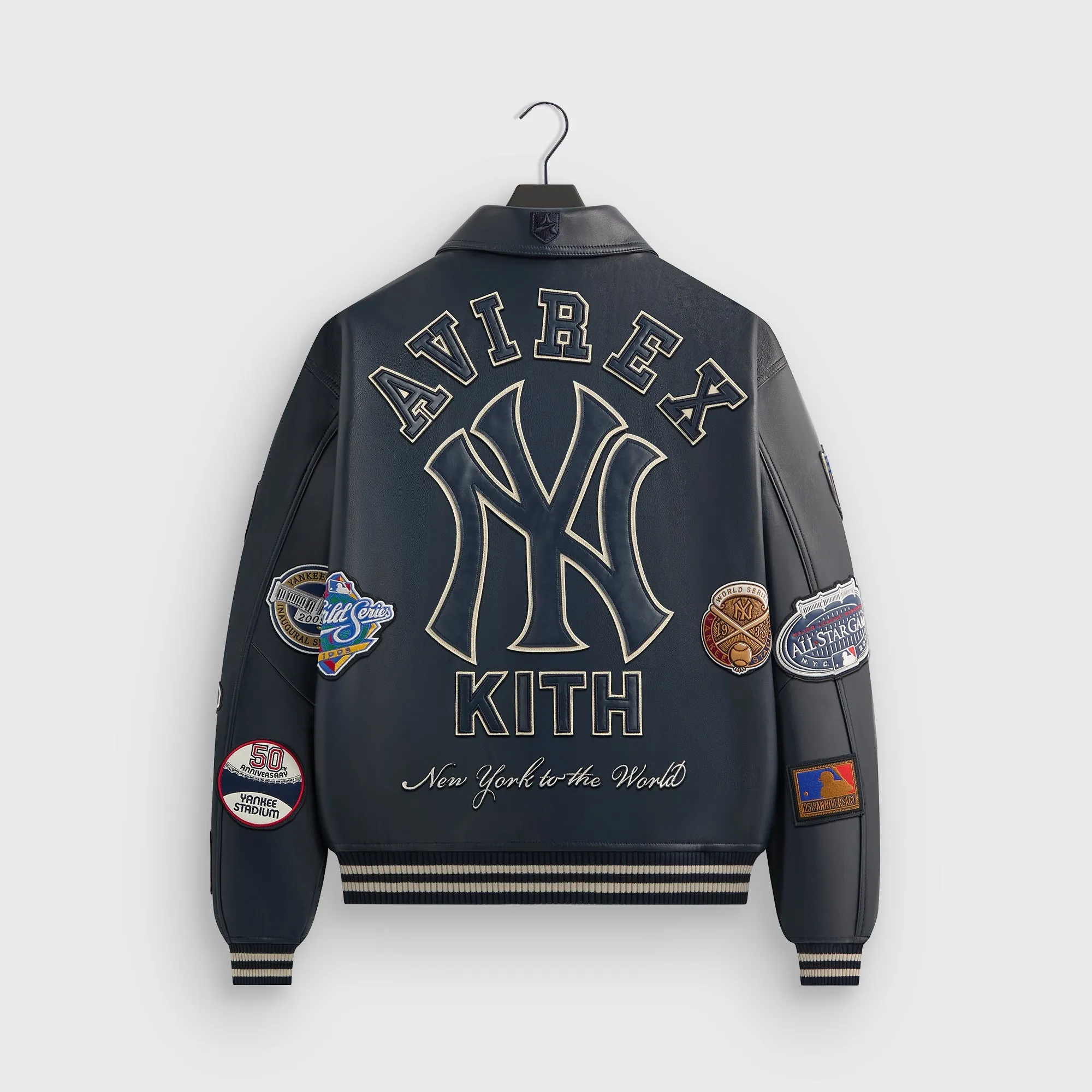 Smooth Zipper Glides Kith & AVIREX for the New York Yankees Leather Jacket - Nocturnal