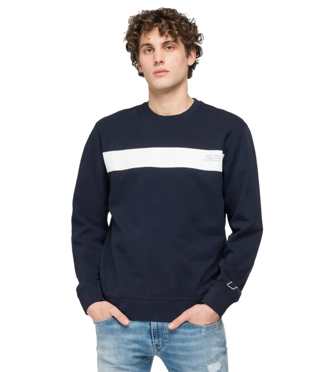 appropriate for sunny days ID30347-Replay Navy Sweatshirt