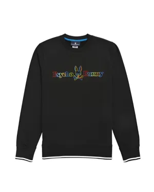 ID40336-Psycho Bunny Black Neon Glow Sweatshirt Embroidered Detail Simple Fashion