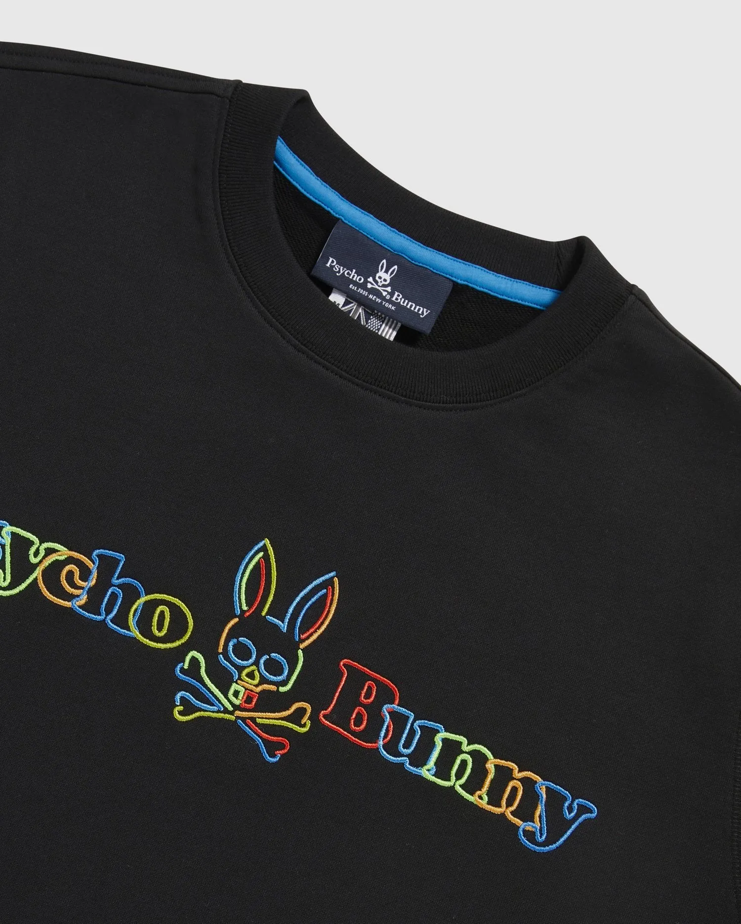 twill product jewelry adornment ID40336-Psycho Bunny Black Neon Glow Sweatshirt