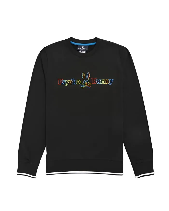 ID40336-Psycho Bunny Black Neon Glow Sweatshirt Embroidered Detail Simple Fashion