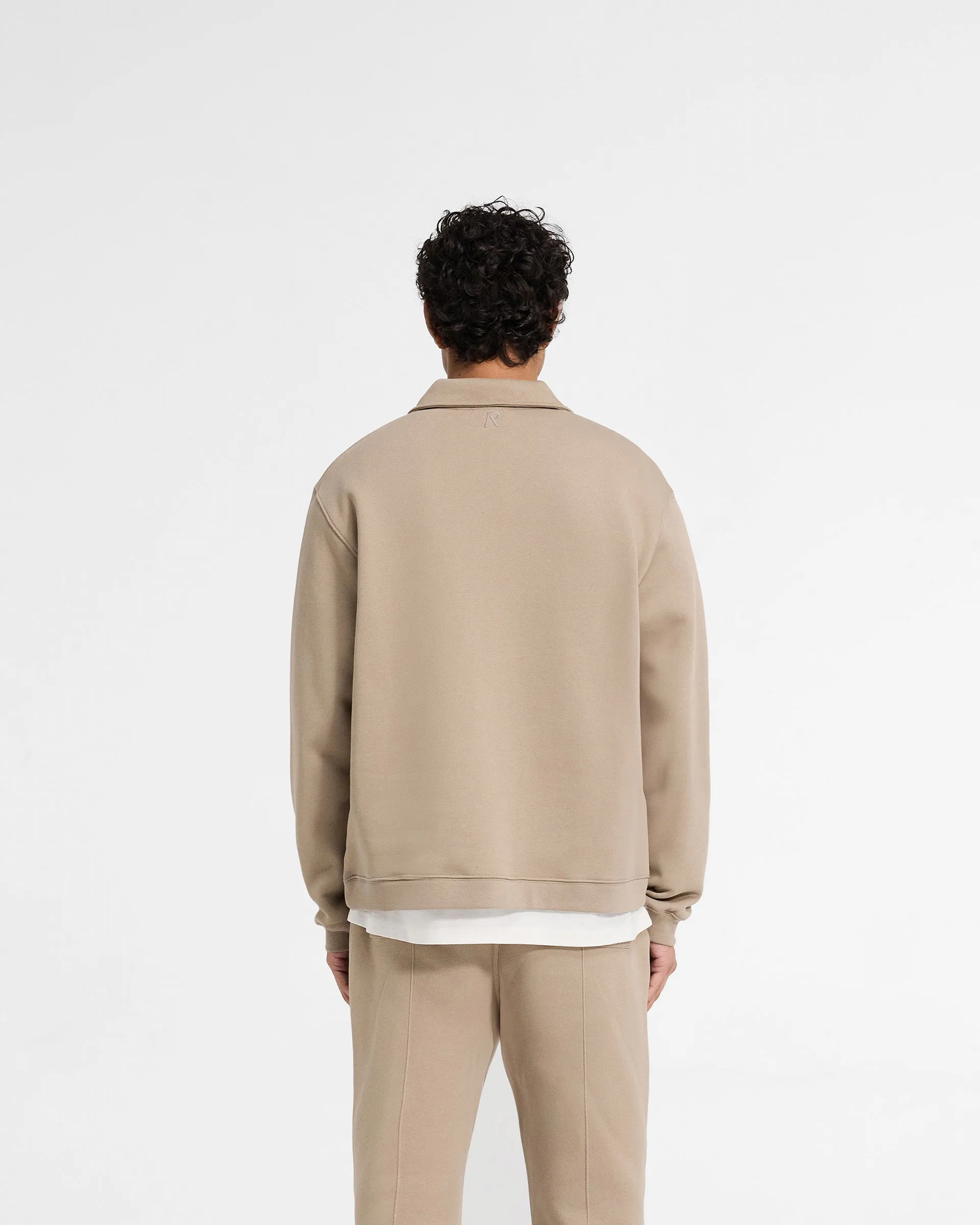 single layer Initial Boxy Quarter Zip - Dune