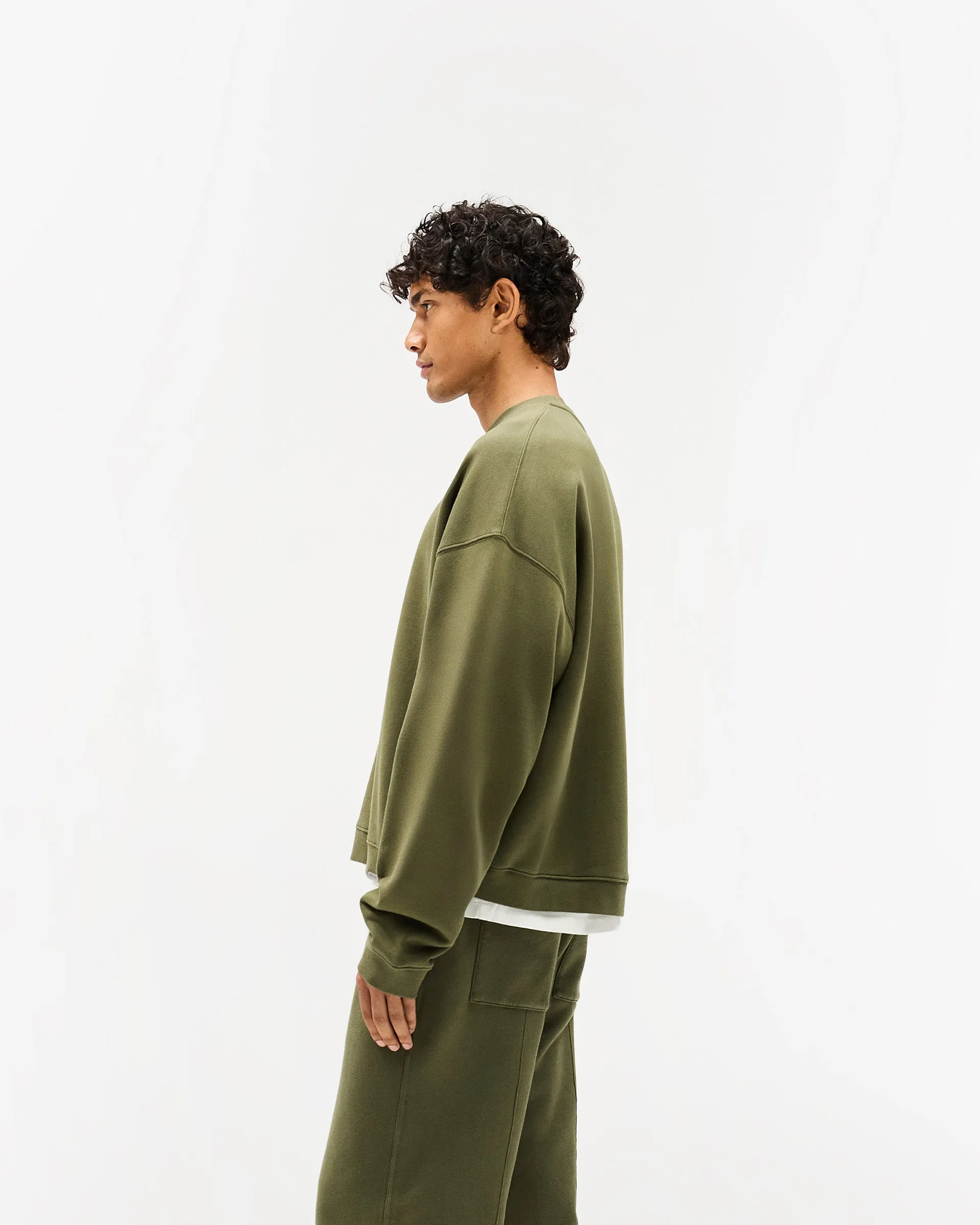 Initial Boxy Sweater - Army Green Trendy Basics