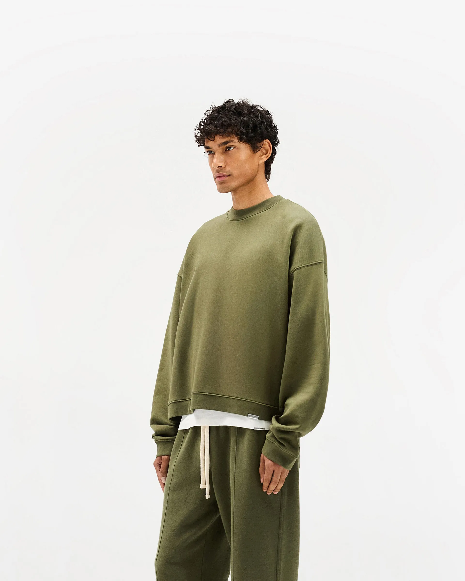 Bright Hue Initial Boxy Sweater - Army Green