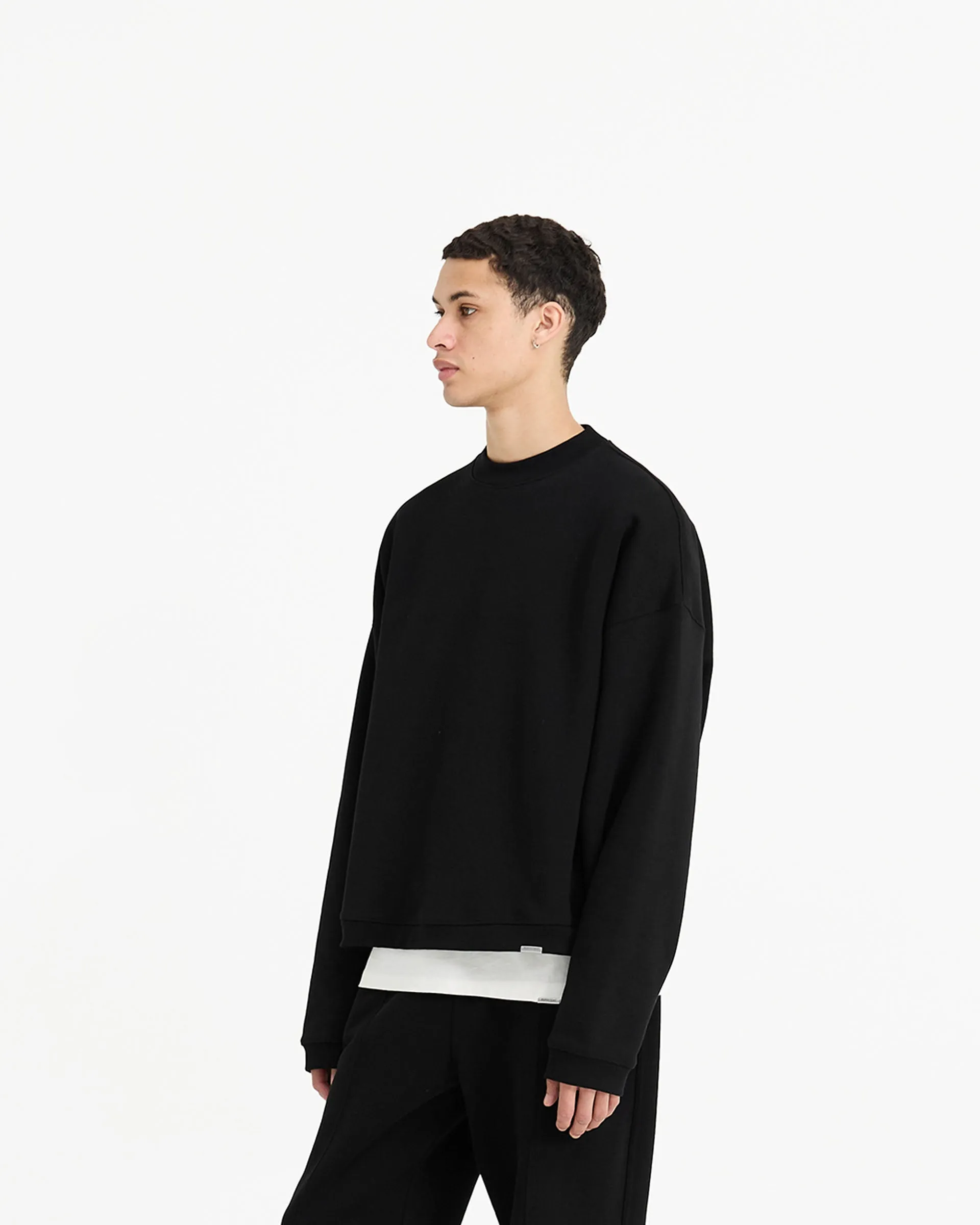 Initial Boxy Sweater - Black Quick-Dry Tech