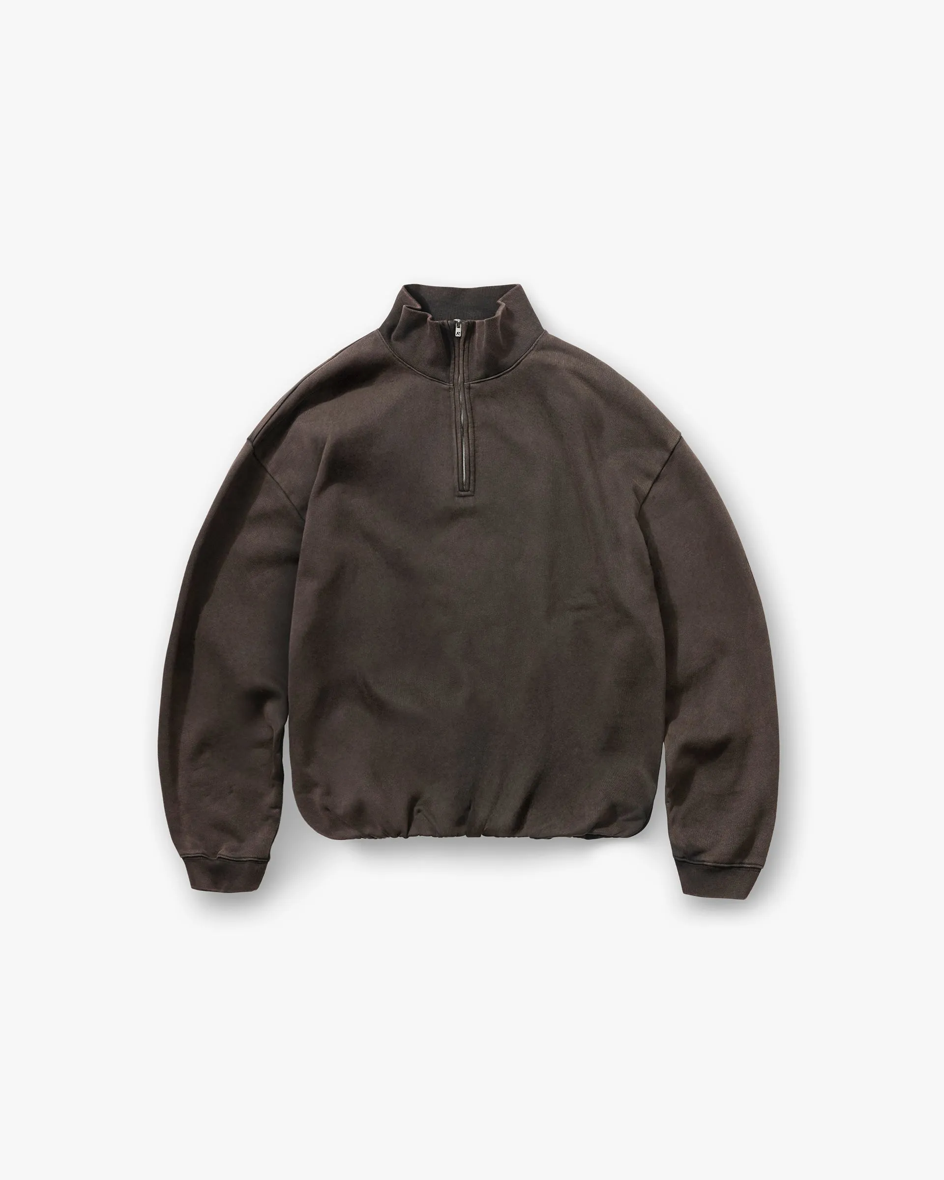 Initial Funnel Neck Quarter Zip Sweatshirt - Coffee Soft Wear