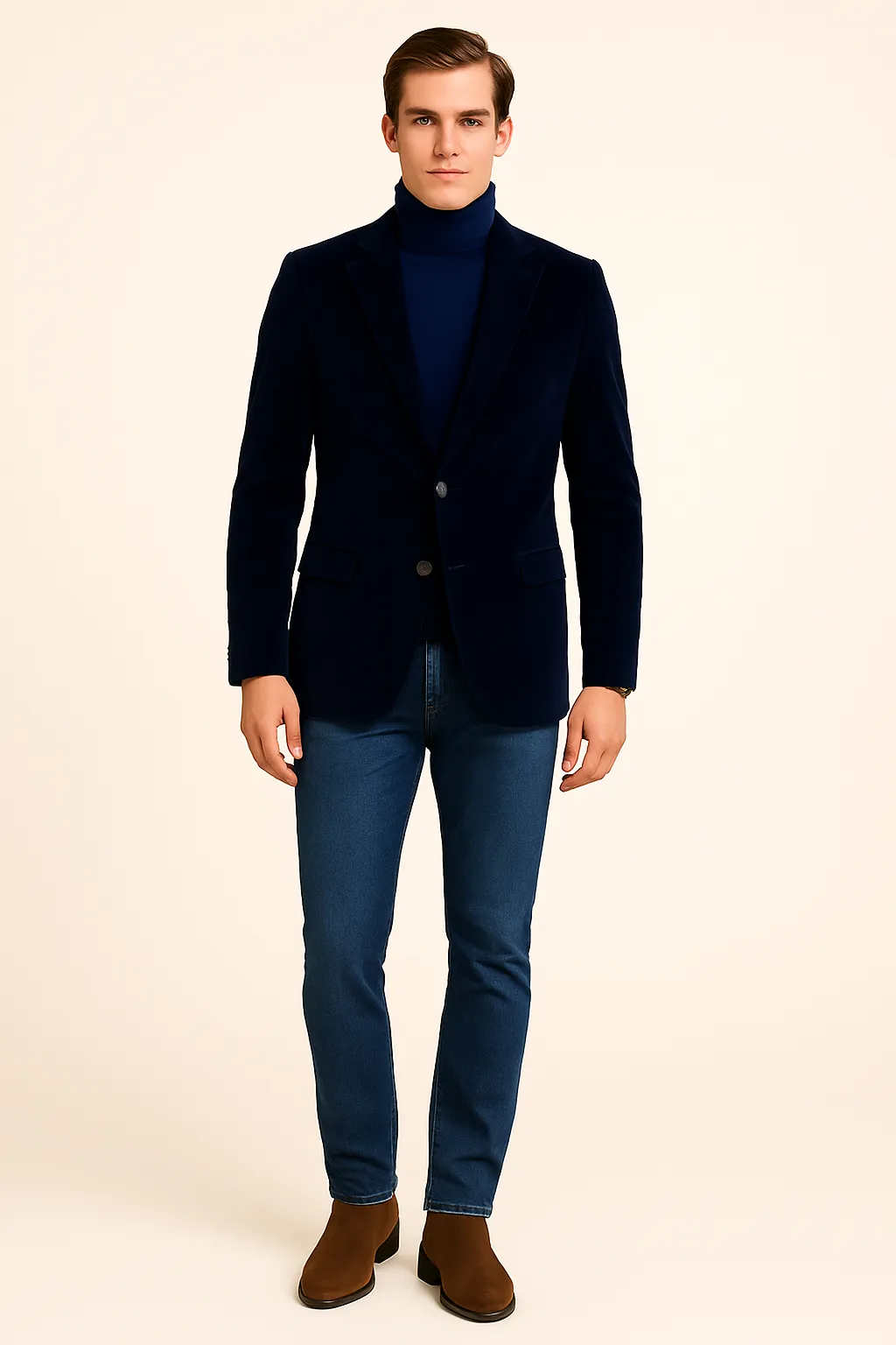 Heat Keep Inserch BL-007 Velvet Blazer Navy