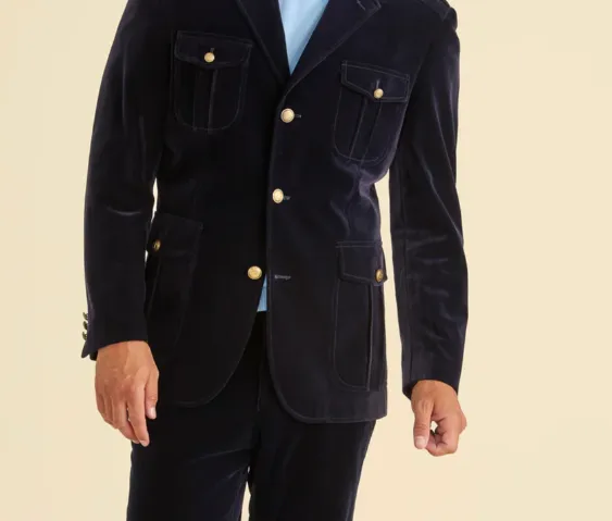 Inserch BL-569 Velvet Military Jacket Navy Neutral Fit Design Snag Free Zipper Technology