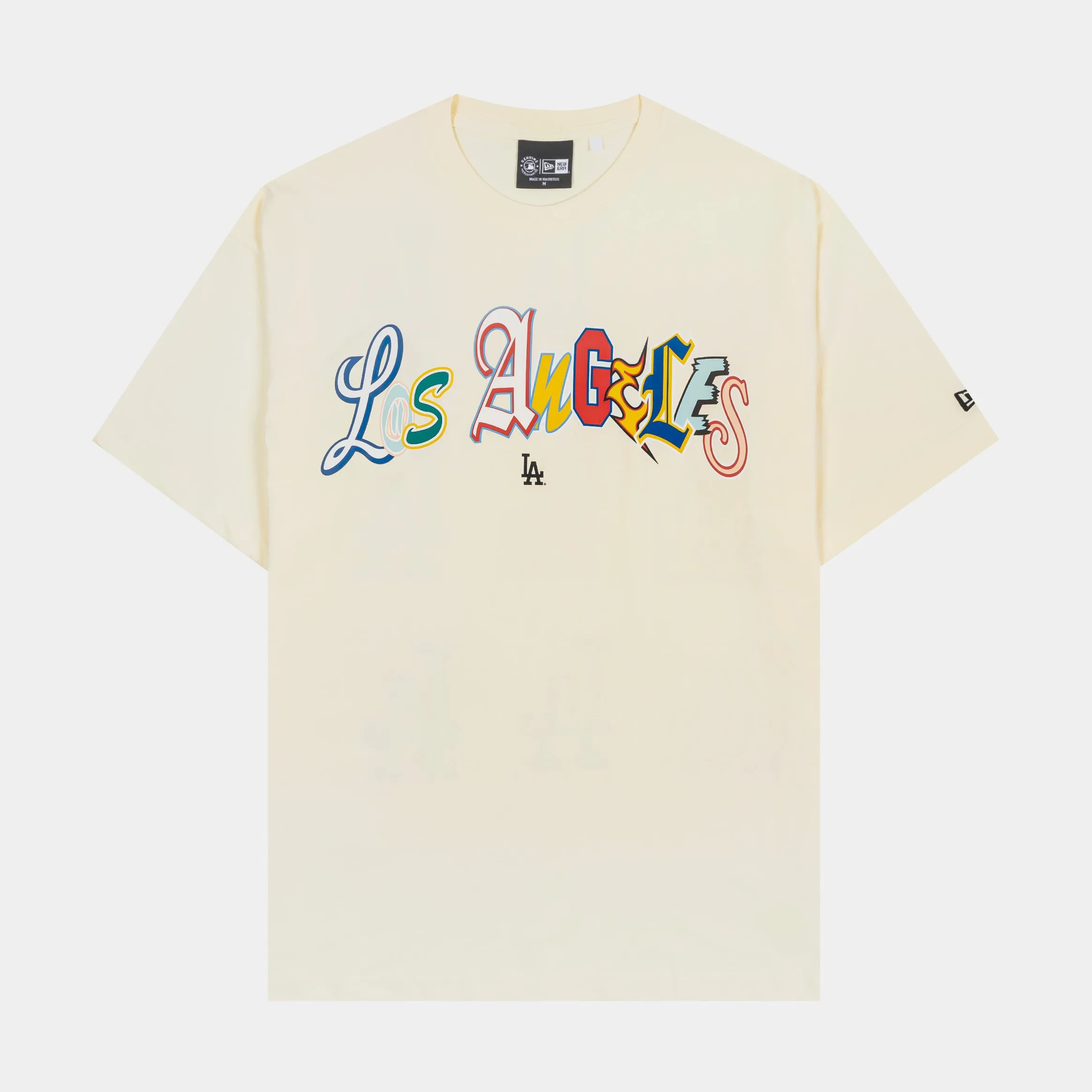 Chic Vibe Biodegradable Options Los Angeles Dodgers Life Graphic Mens Short Sleeve Shirt (Cream/Red)